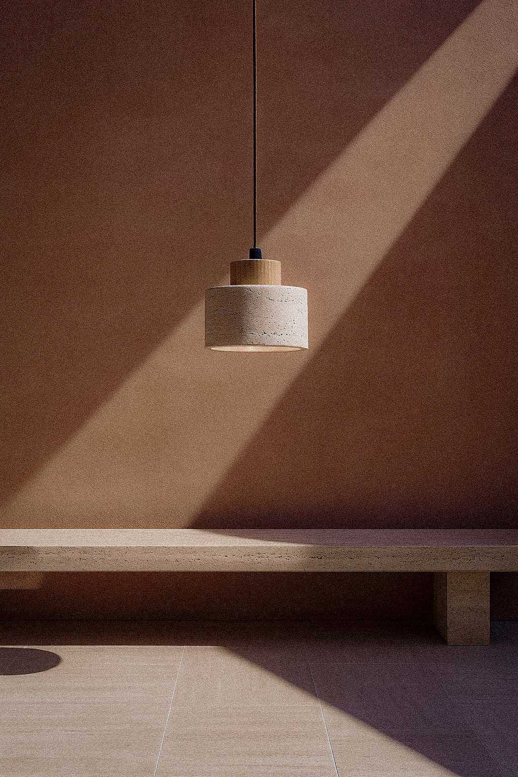 Mirella - Travertine hanglamp eiken medium