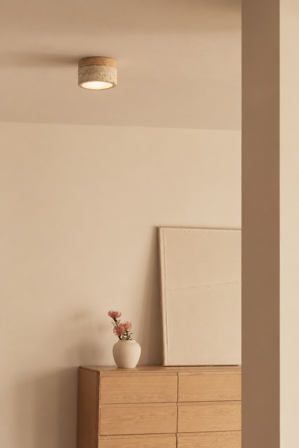 Mizo | Travertine eiken plafondlamp