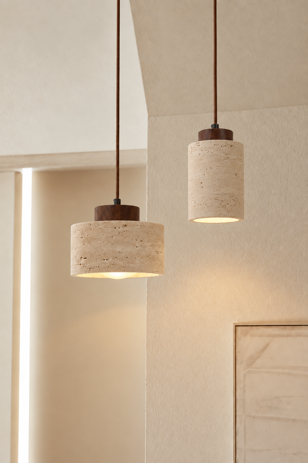Mirella - 2 Travertine hanglamp set