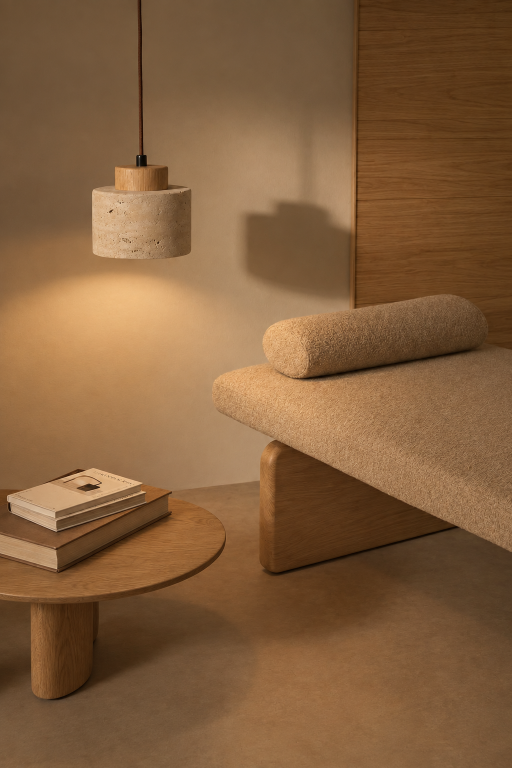 Mirella - Travertine hanglamp eiken medium