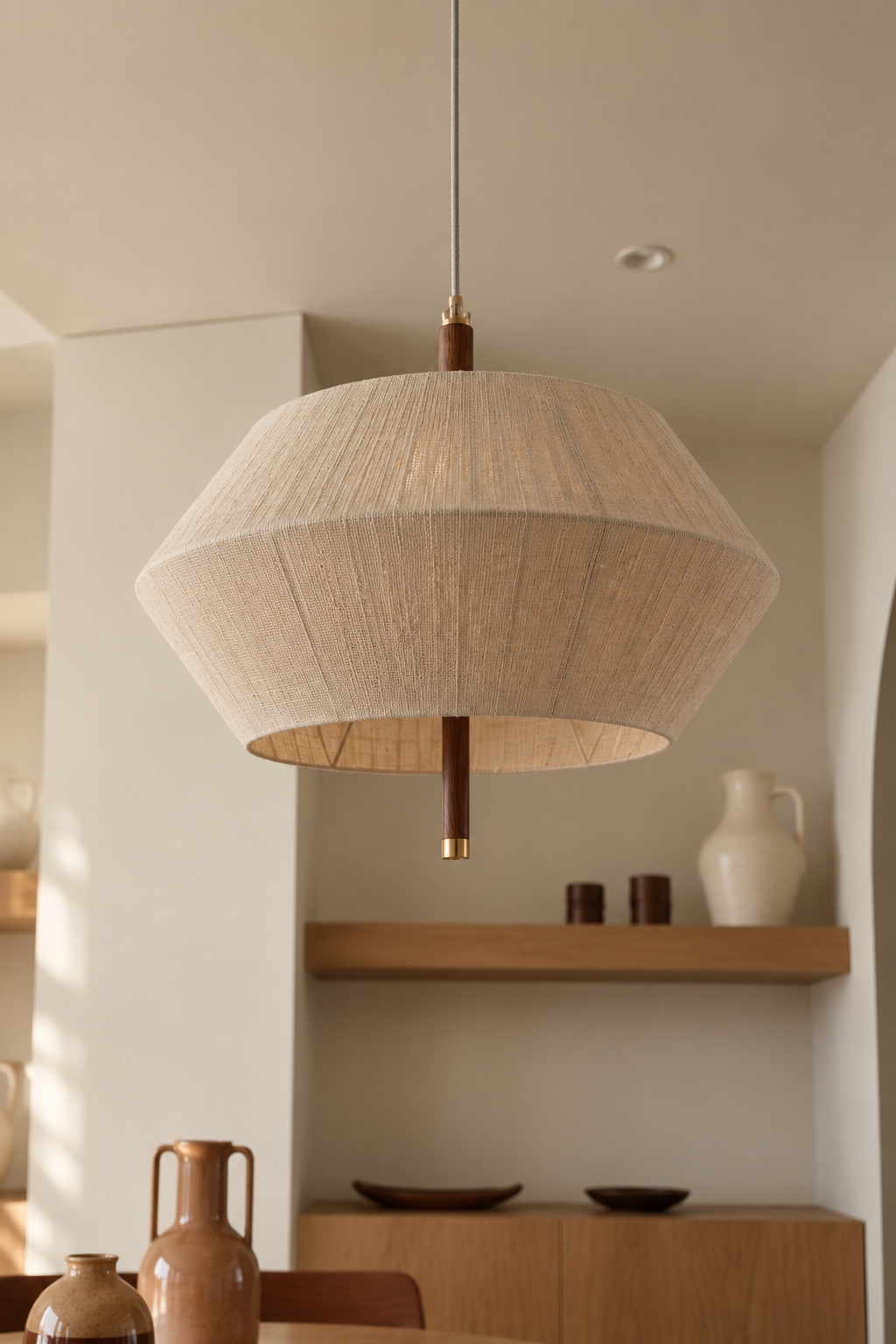 Tokishi | Walnoot stoffen hanglamp