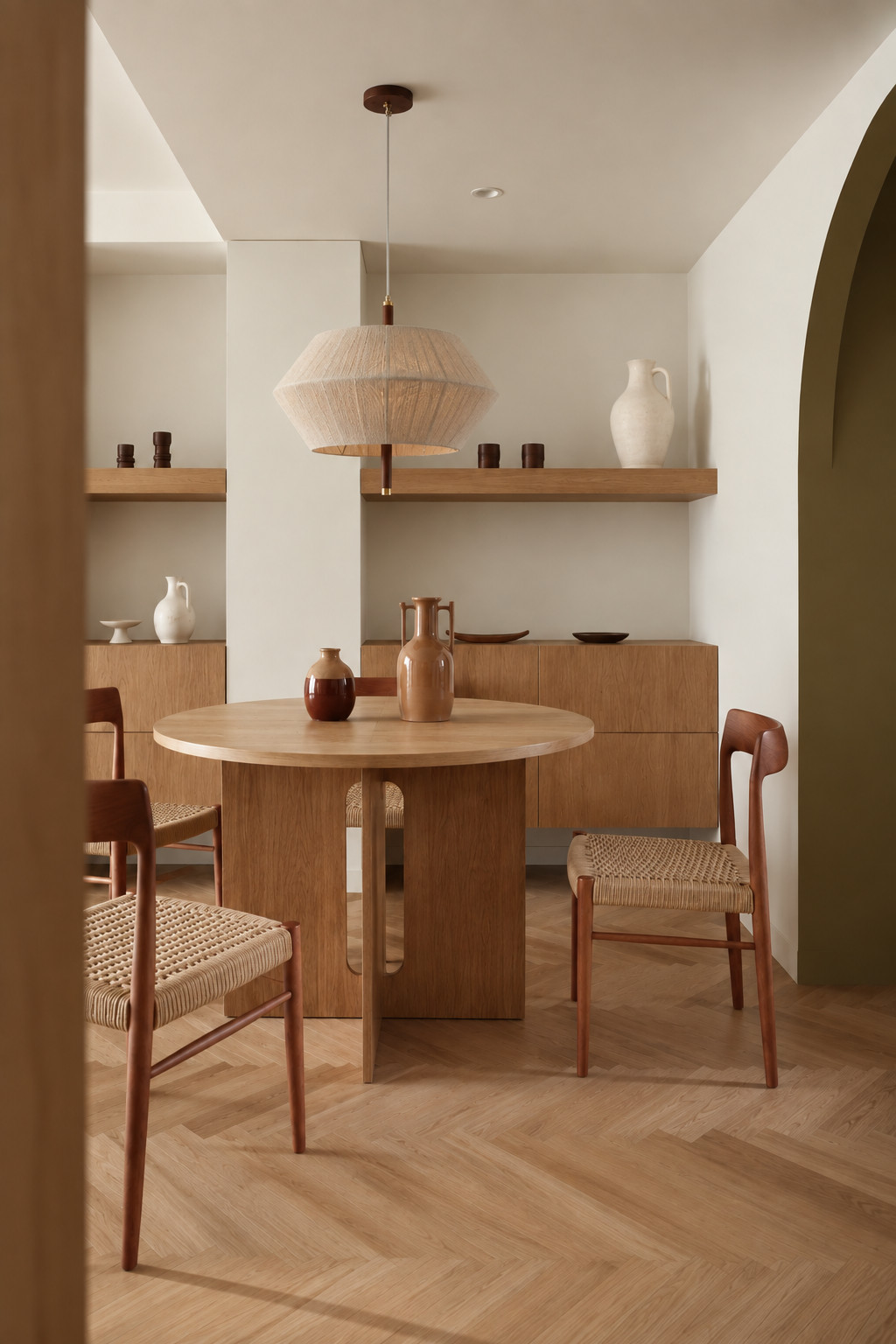 Tokishi | Walnoot stoffen hanglamp