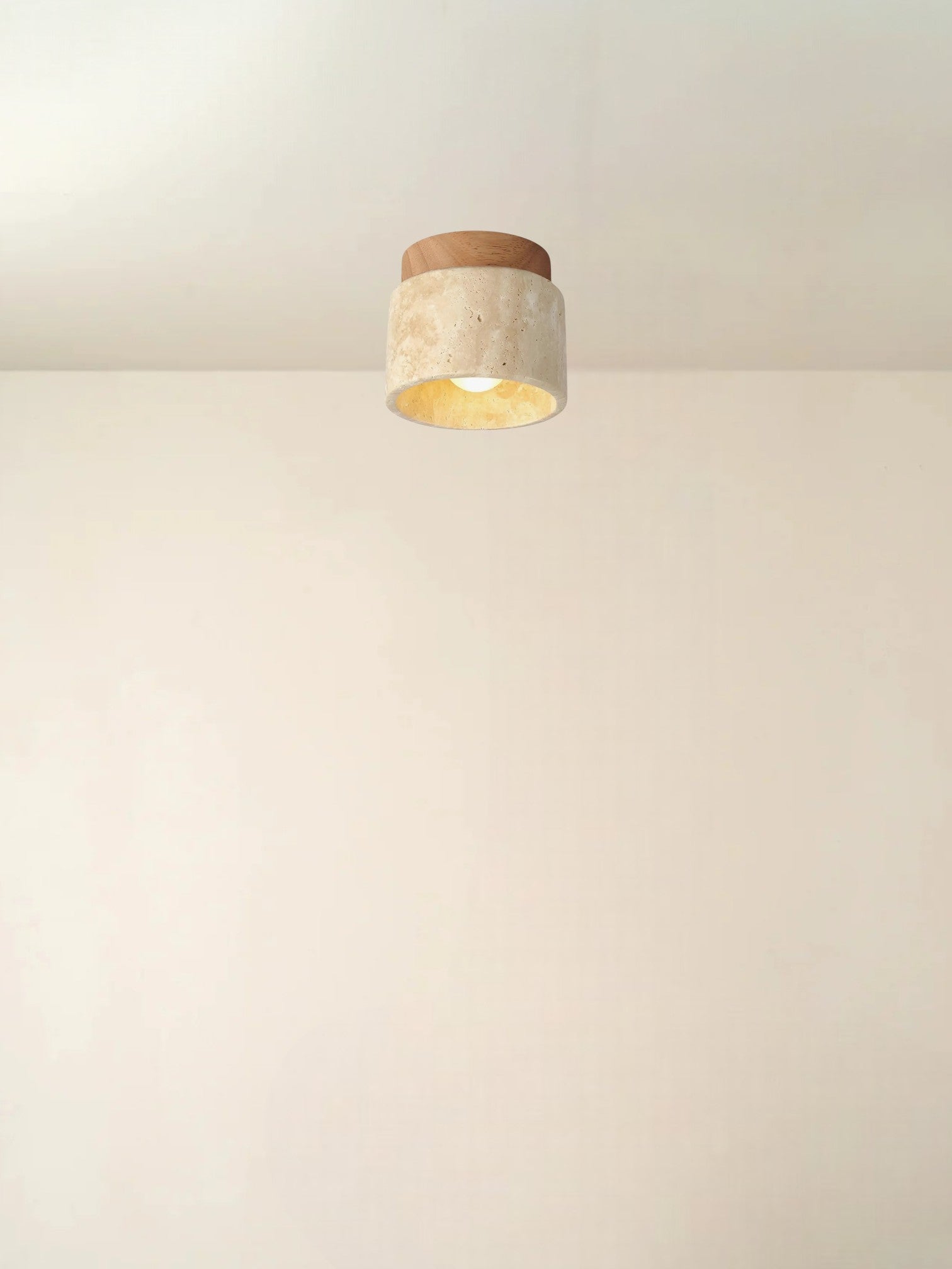 Mito | Travertine plafond eiken lamp