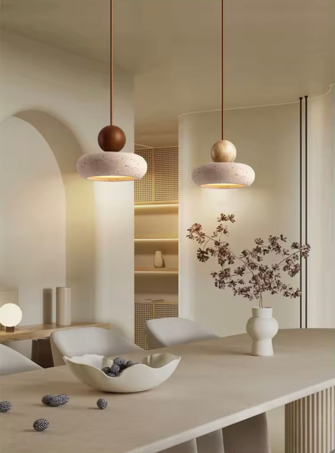 Azuna | travertine noten hanglamp