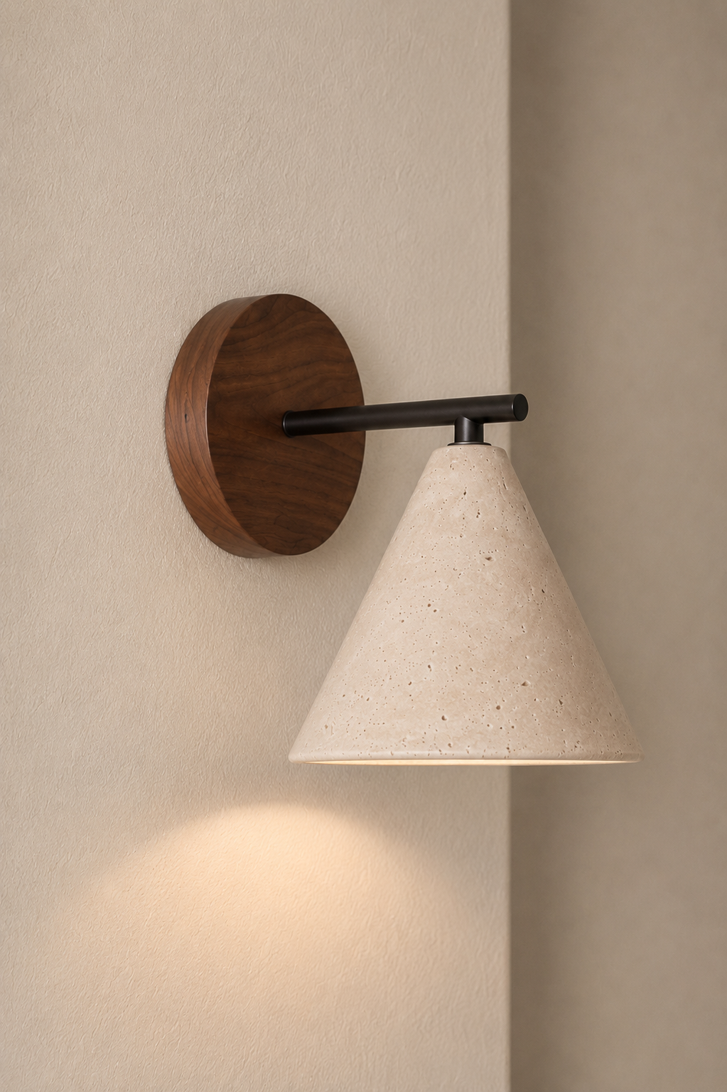 Jurie | Wandlamp Travertine en noten