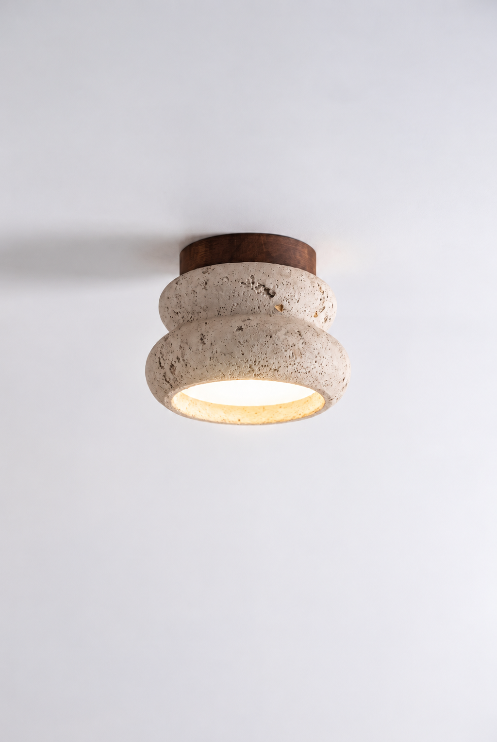 Ami | Ronde Travertine plafondlamp Noten