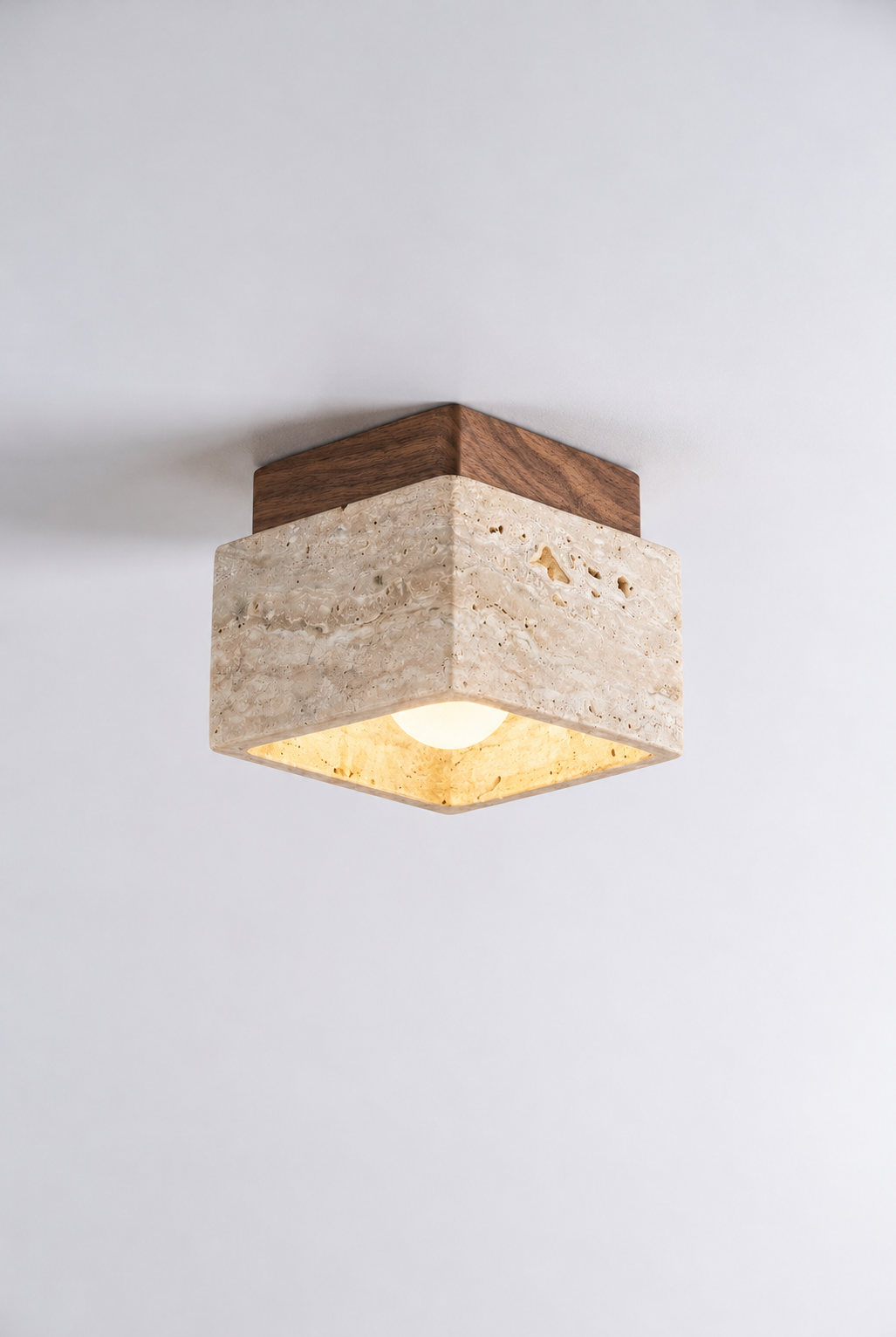 Mito | Travertine vierkante noten plafondlamp