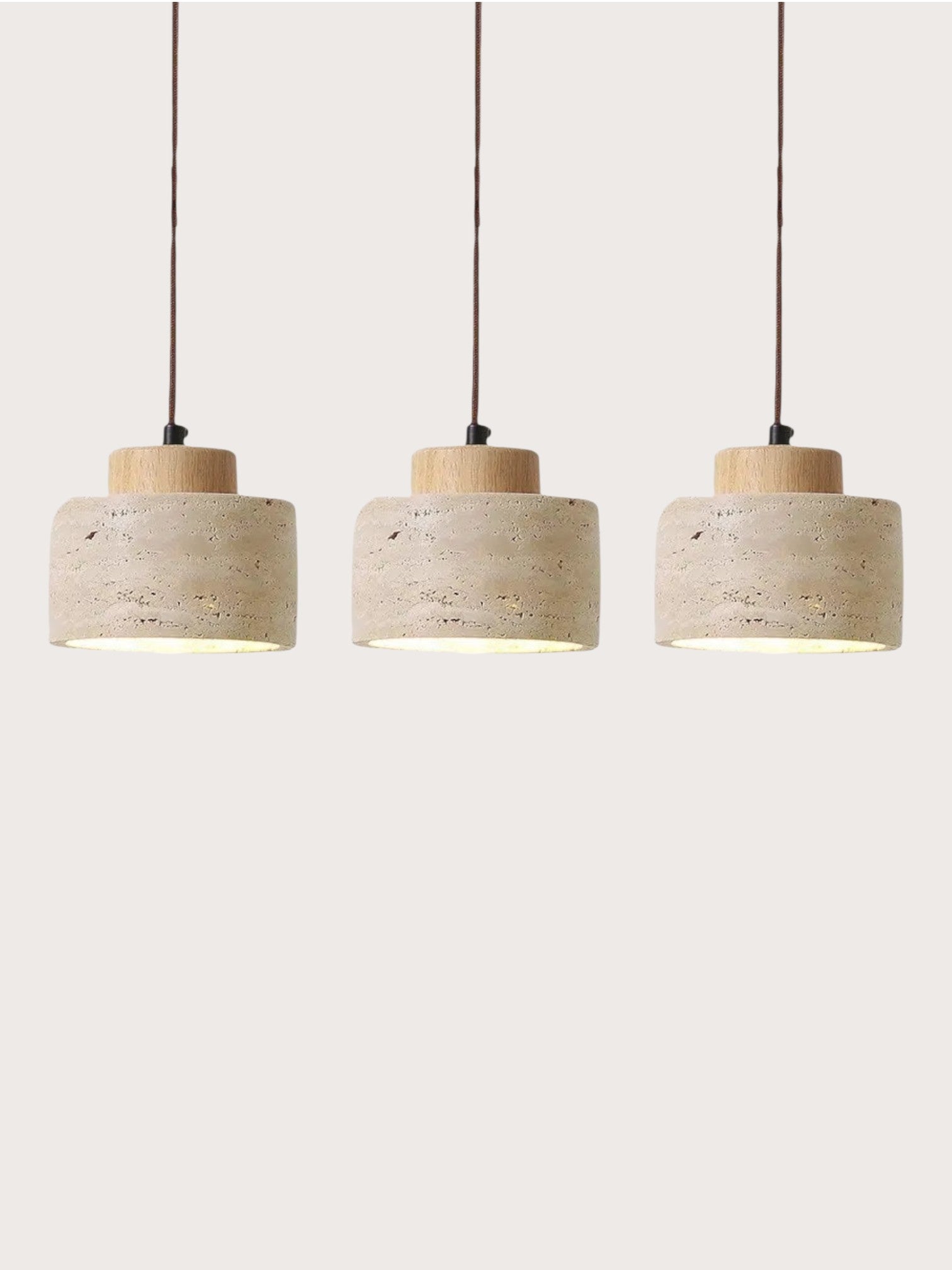 Mirella - Travertine eiken hanglamp set