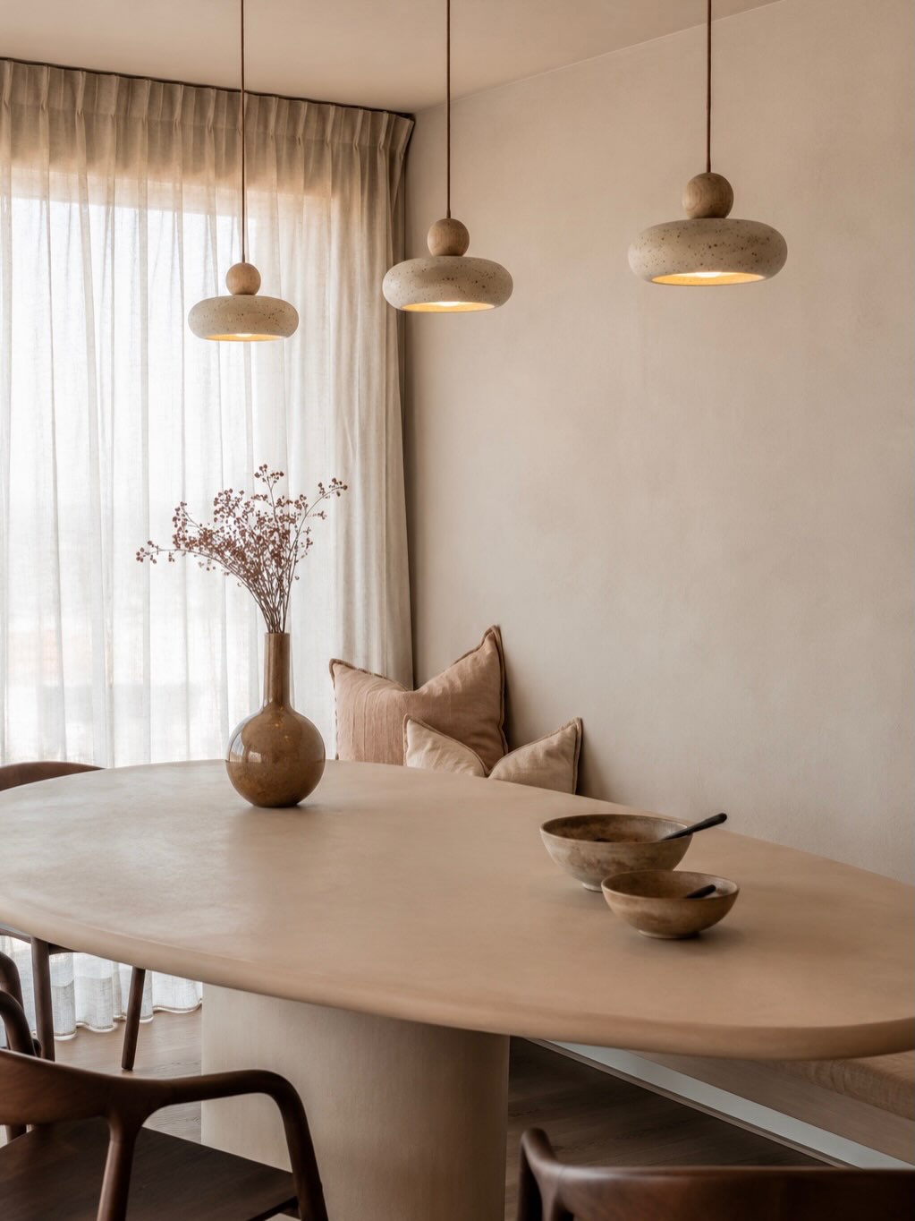 Azuna | travertine noten hanglamp