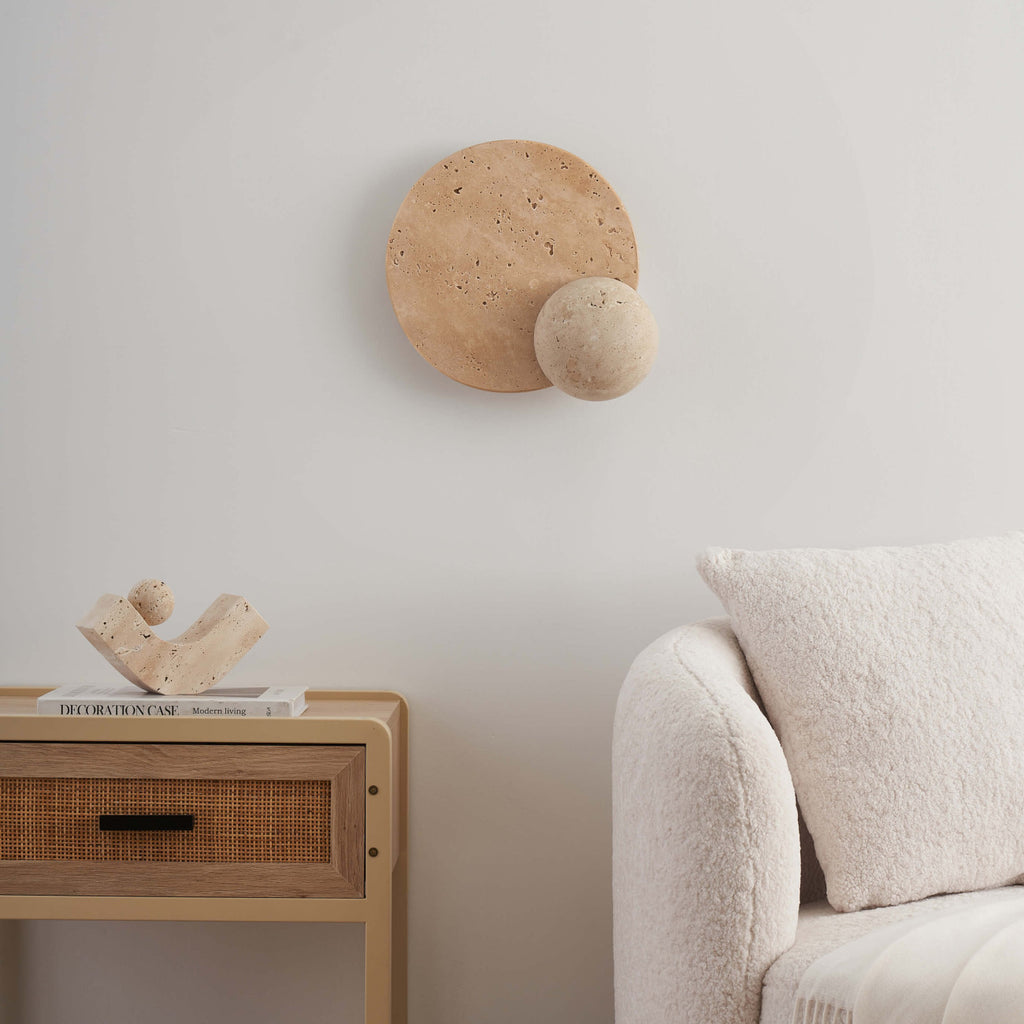 Anua | Travertine ronde wandlamp
