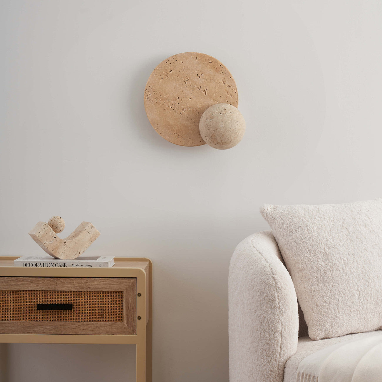 Anua | Travertine ronde wandlamp