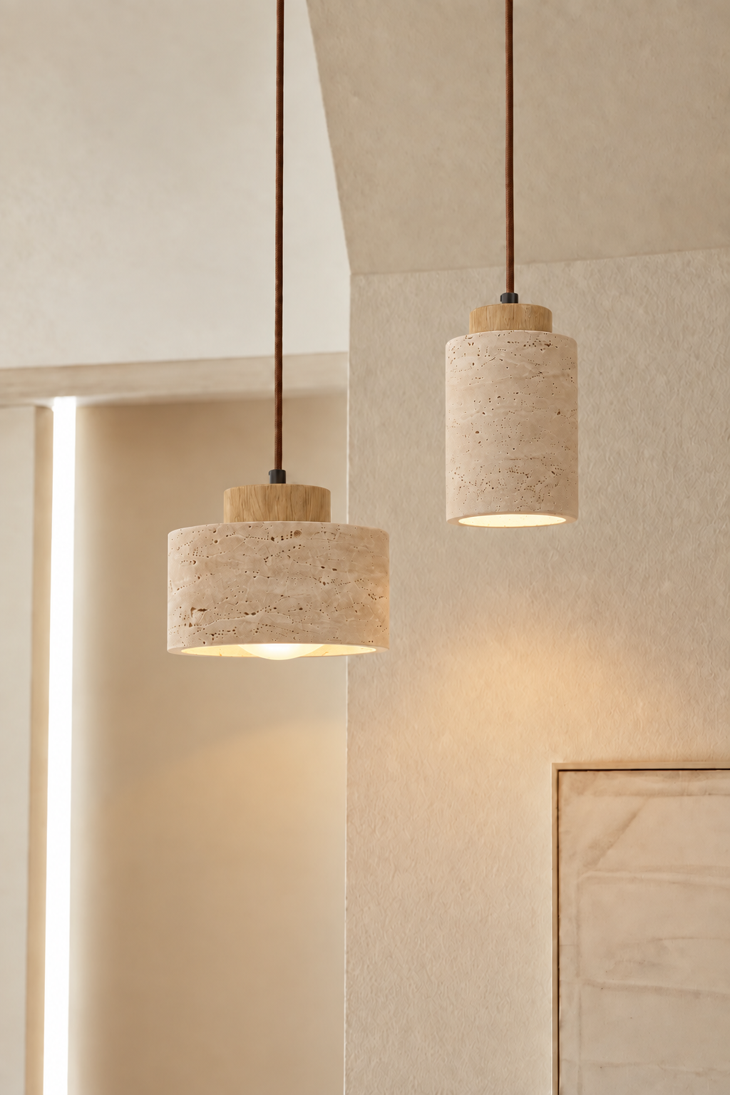 Mirella - Travertine eiken hanglamp bundel