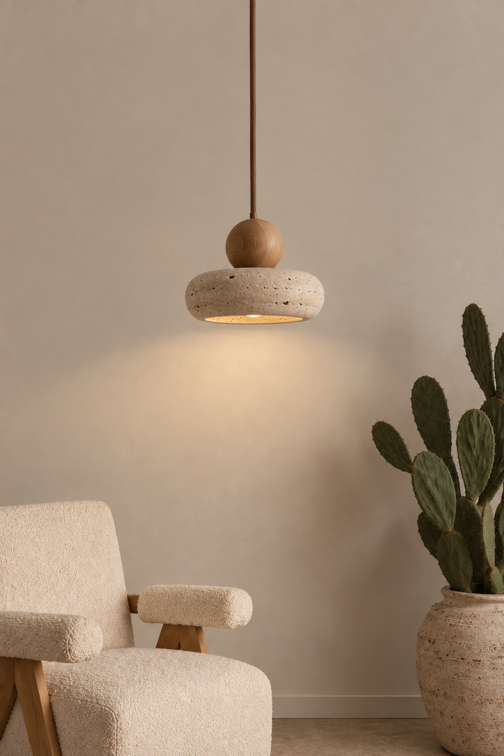 Azuna | travertine eiken hanglamp