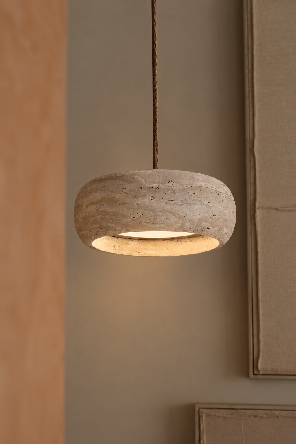 Jaza | ronde travertine hanglamp