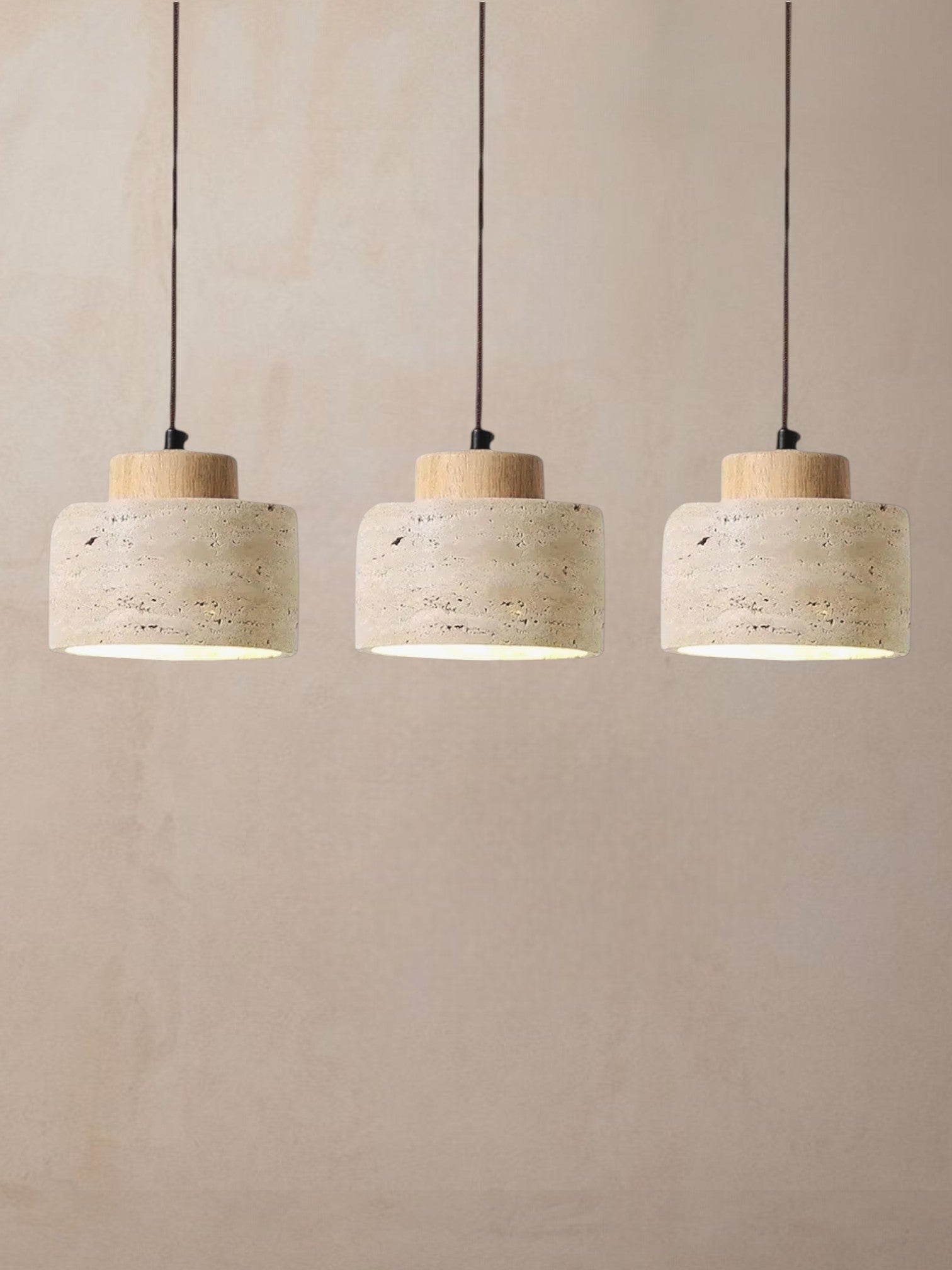 Mirella - Travertine eiken hanglamp set