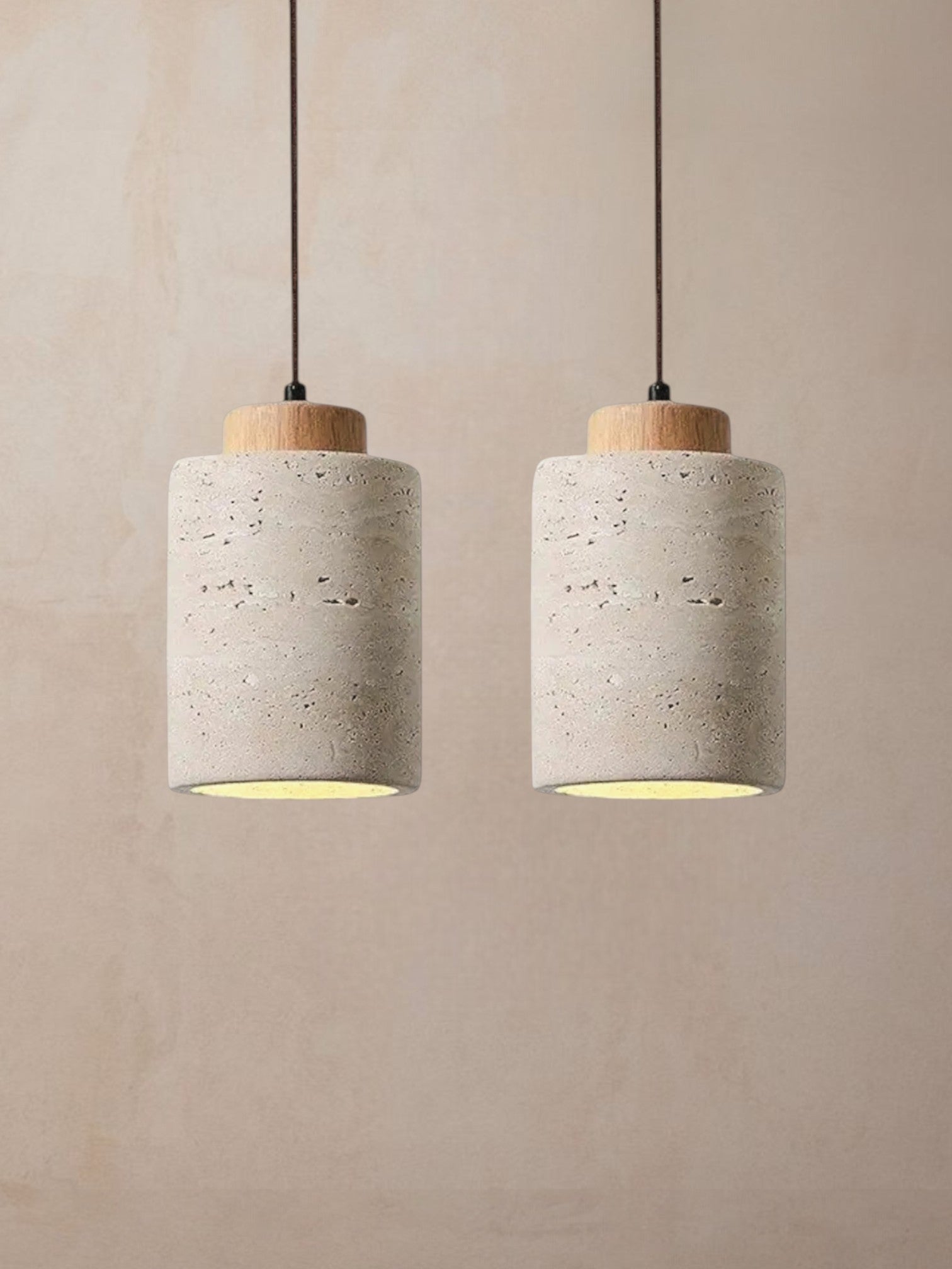 Mirella - Travertine eiken hanglamp set