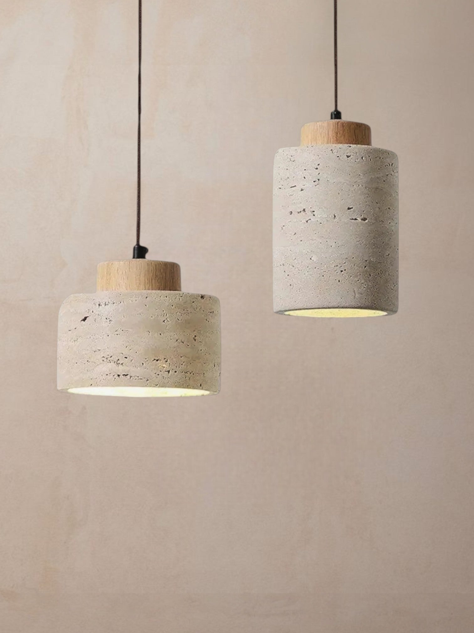 Mirella - Travertine eiken hanglamp bundel