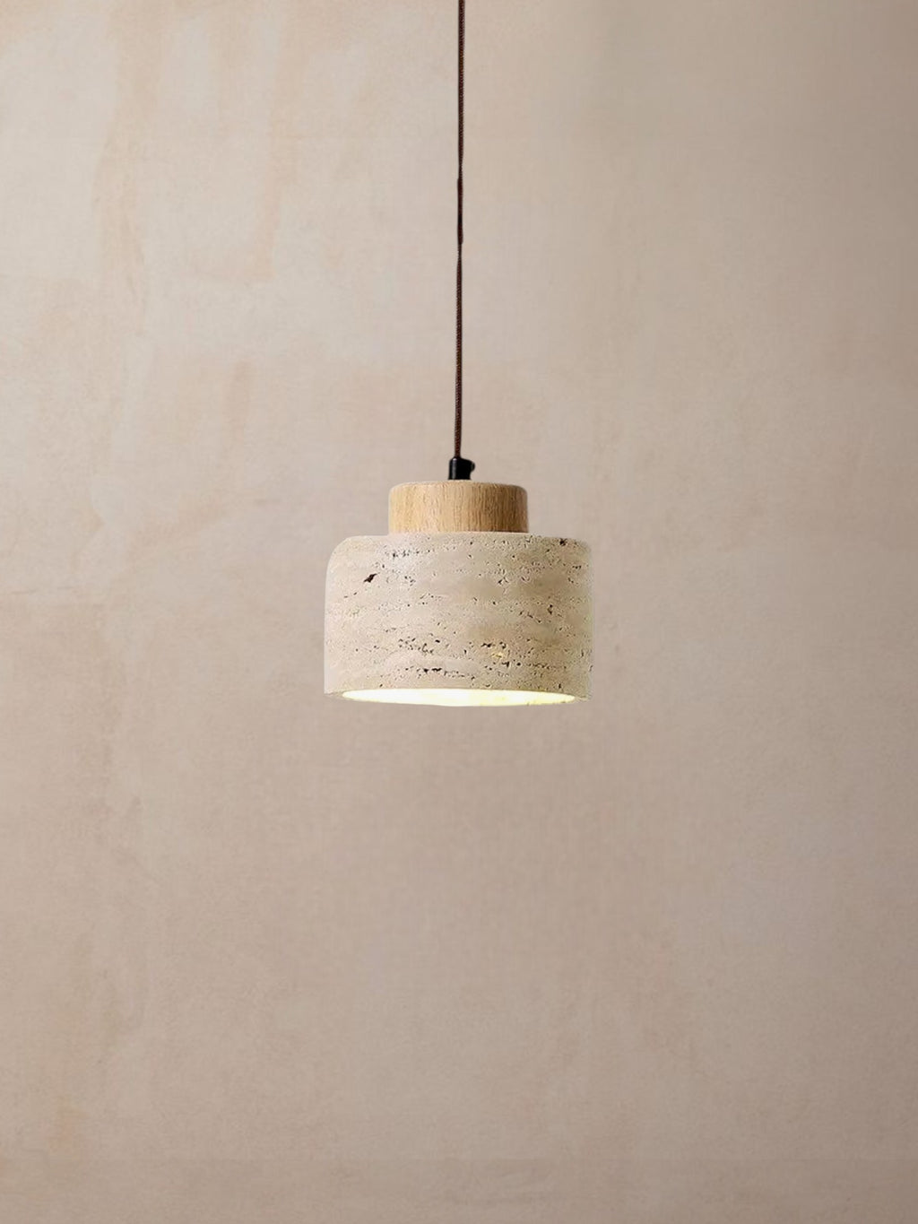 Mirella - Travertine hanglamp eiken medium