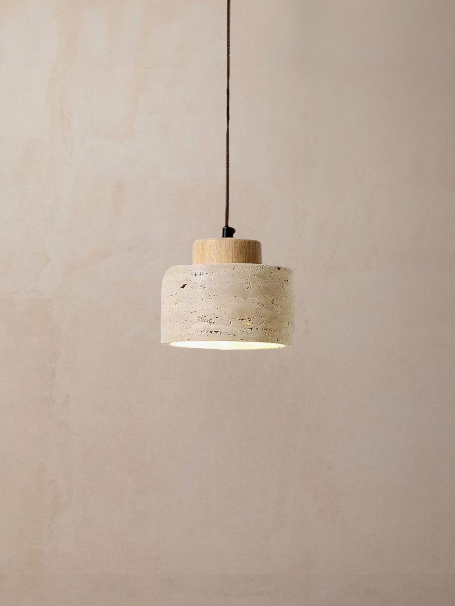 Mirella - Travertine hanglamp eiken medium