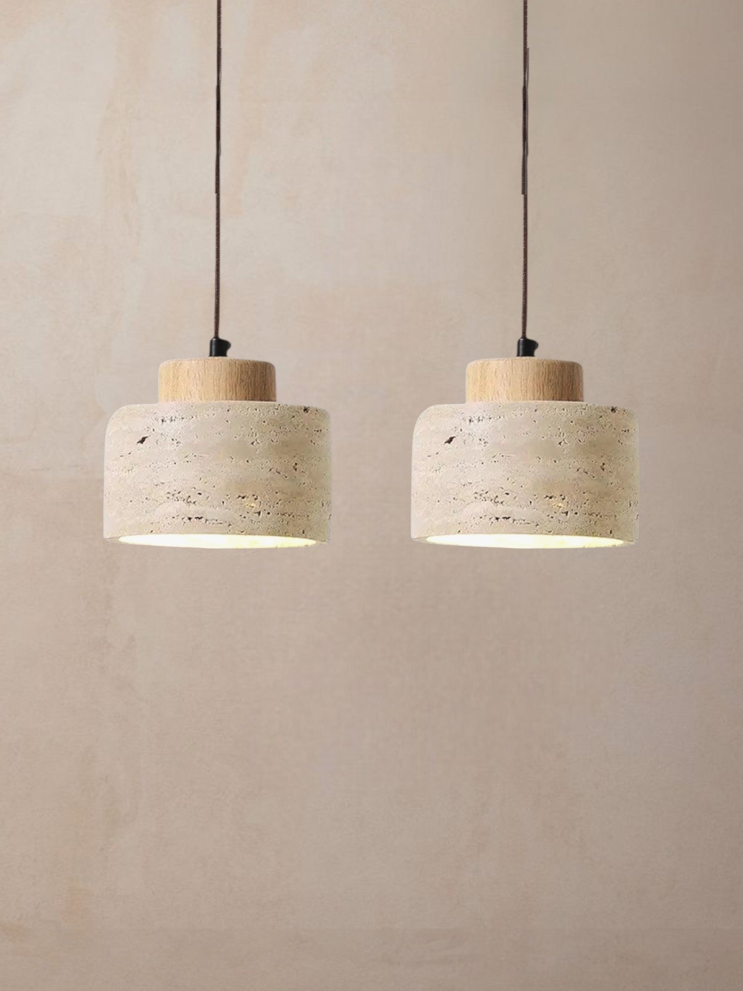 Mirella - Travertine eiken hanglamp bundel