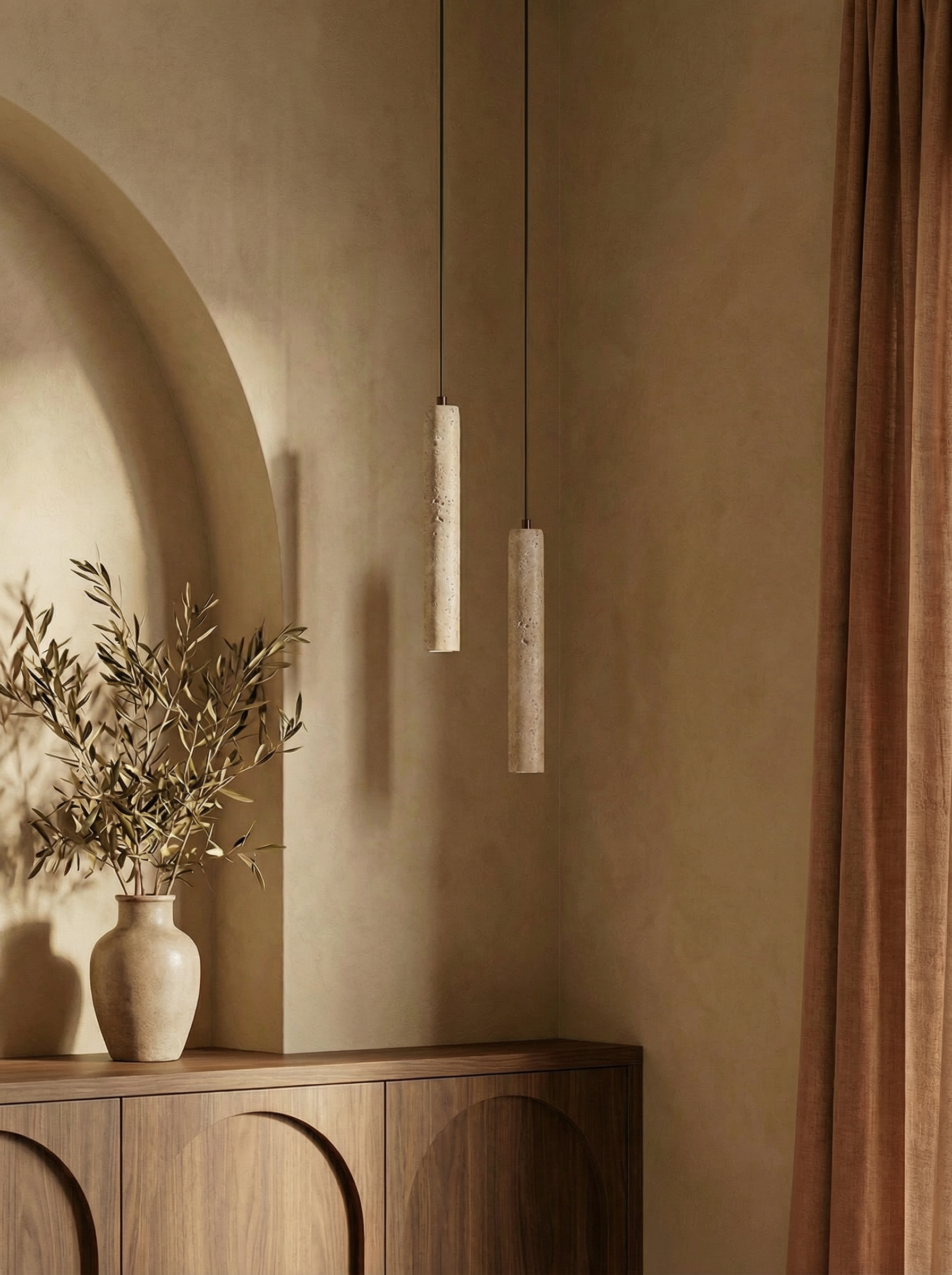 Muzai | Pendelleuchten-Set aus Travertin