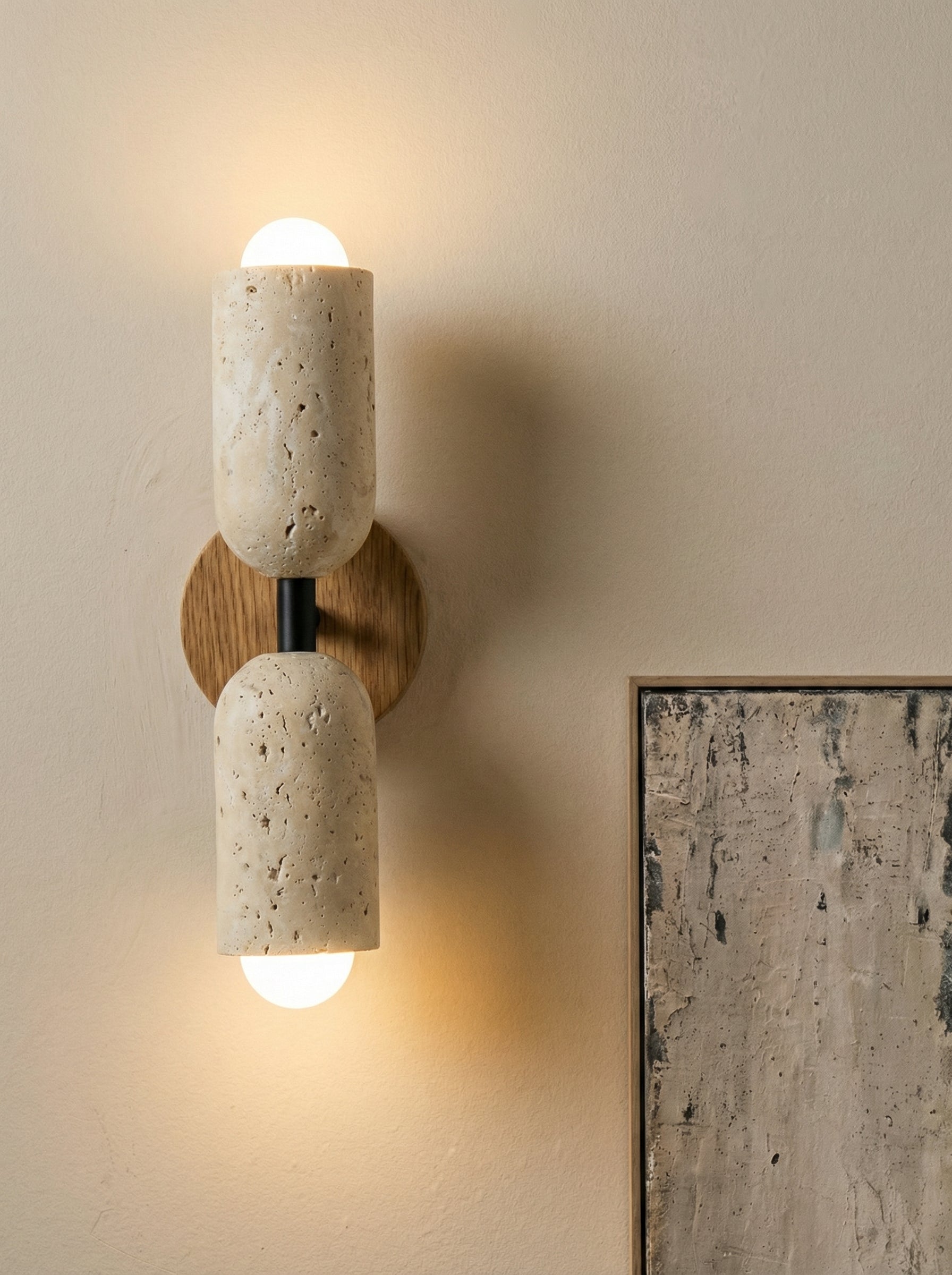 Firosa | Eiken travertine wandlamp