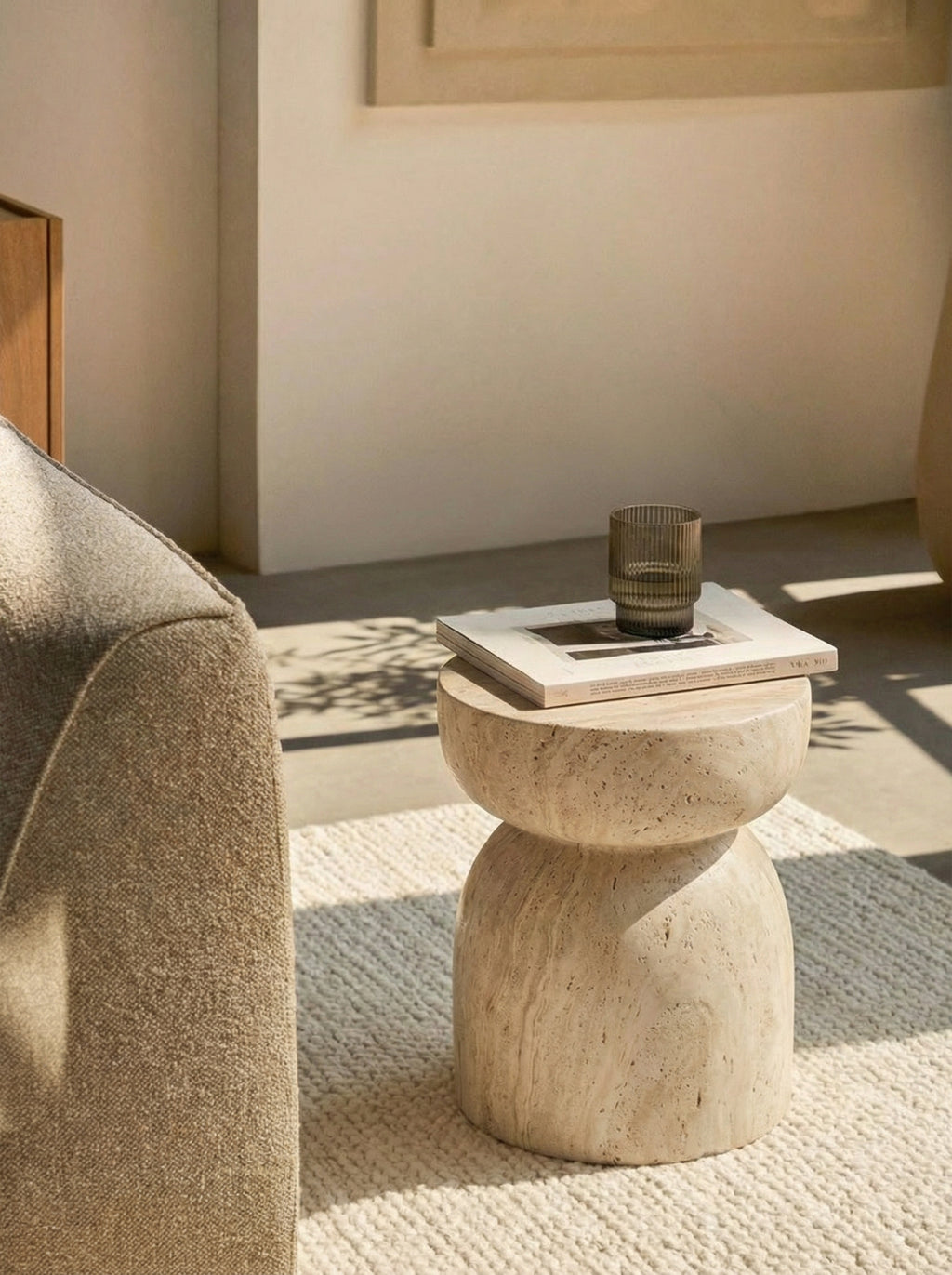 Bano | Travertine look bijzettafel