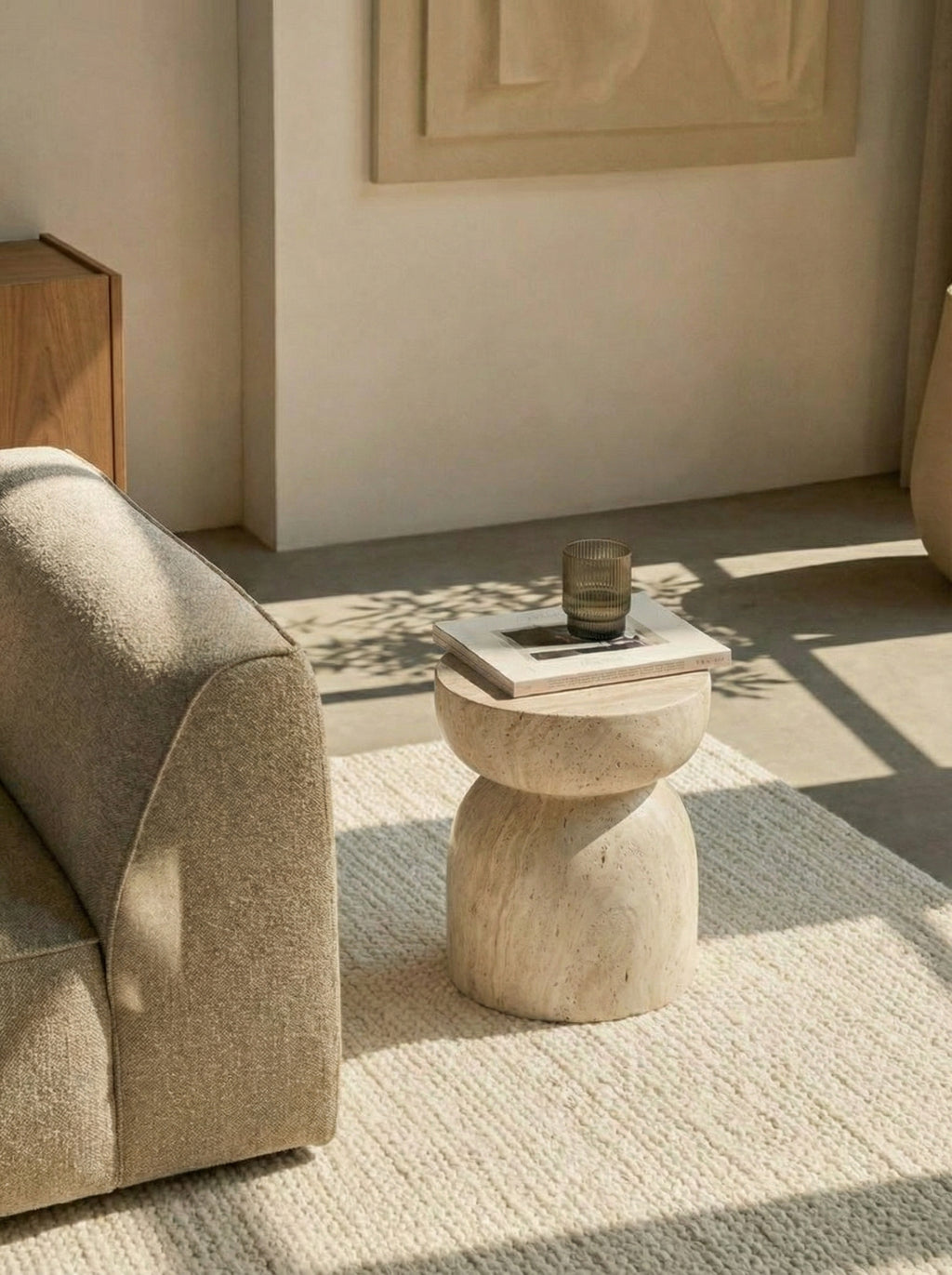 Bano | Travertine look bijzettafel
