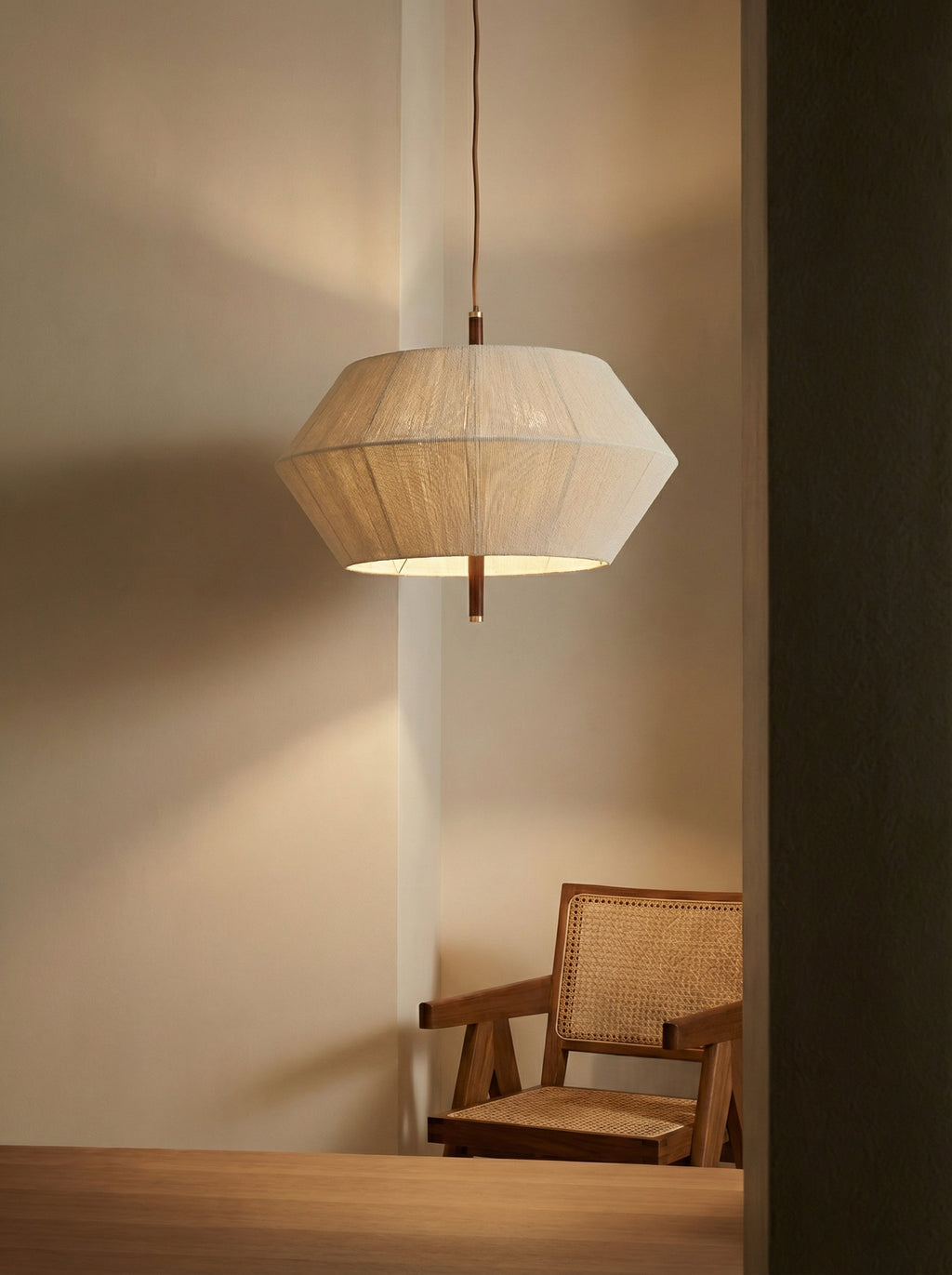 Tokishi | Walnoot stoffen hanglamp