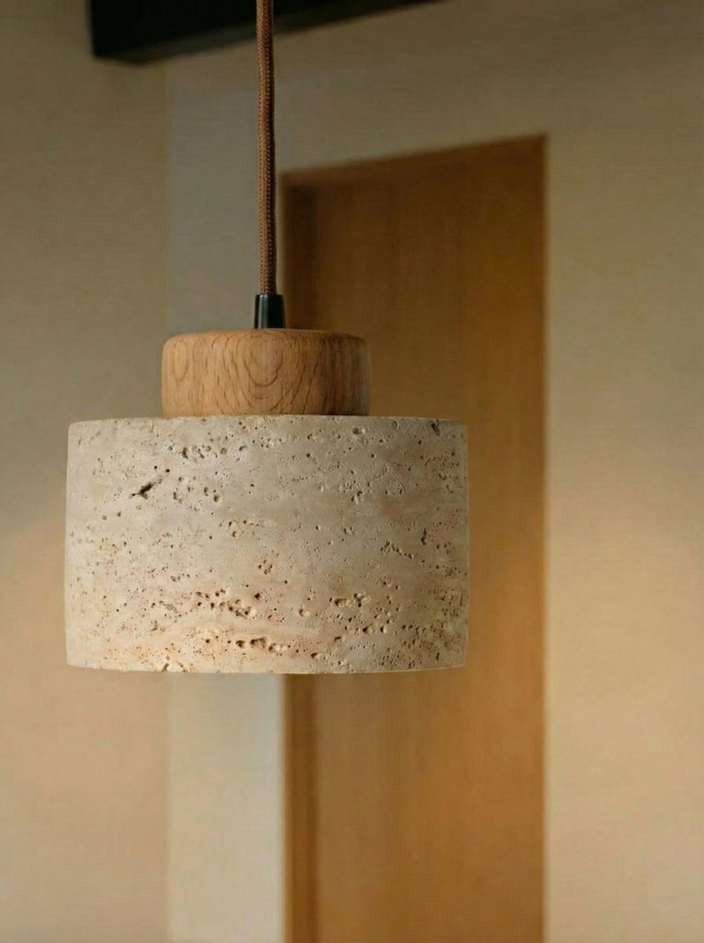 Mirella - Travertine eiken hanglamp | 2 stuks