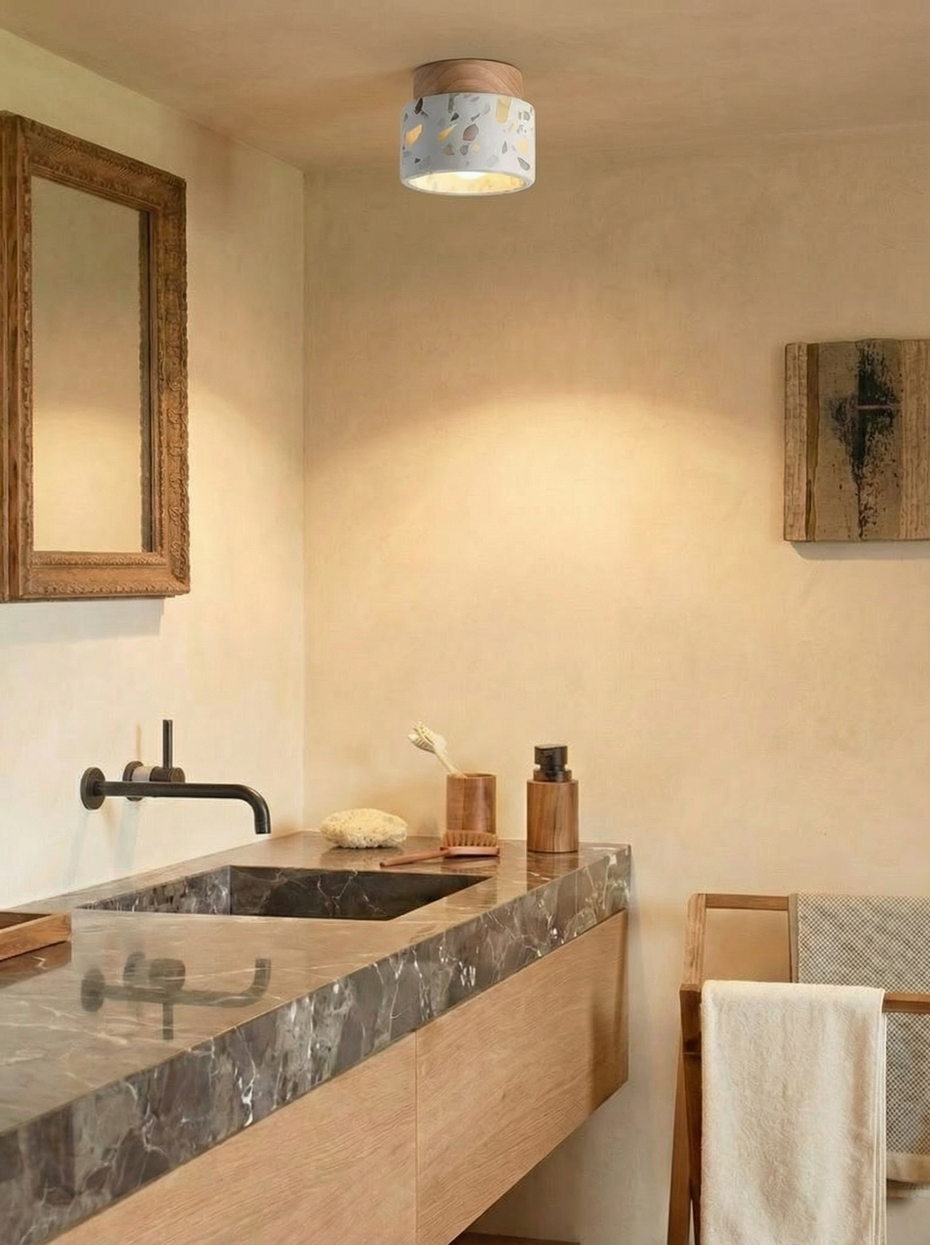 Mito | terrazzo eiken plafondlamp