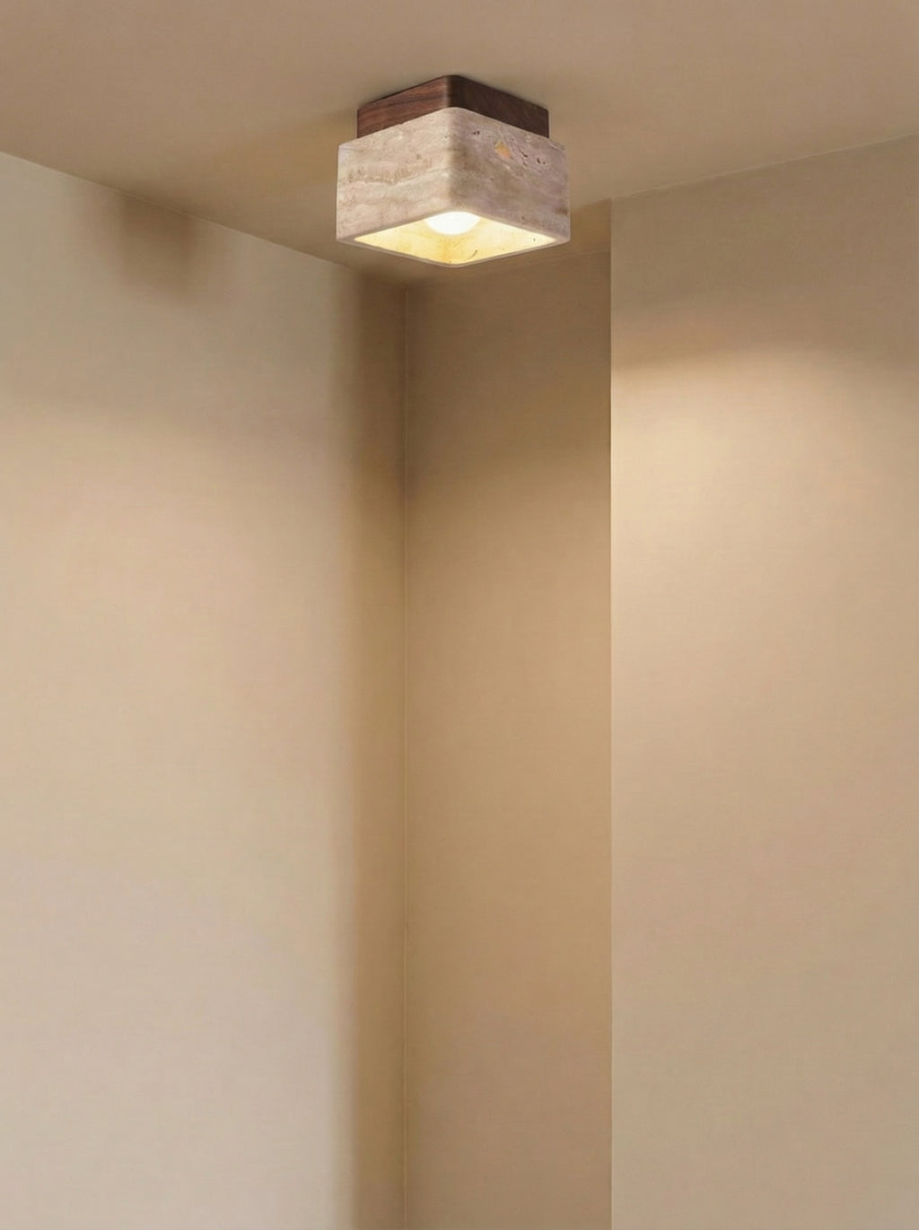 Mito | Travertine vierkante noten plafondlamp