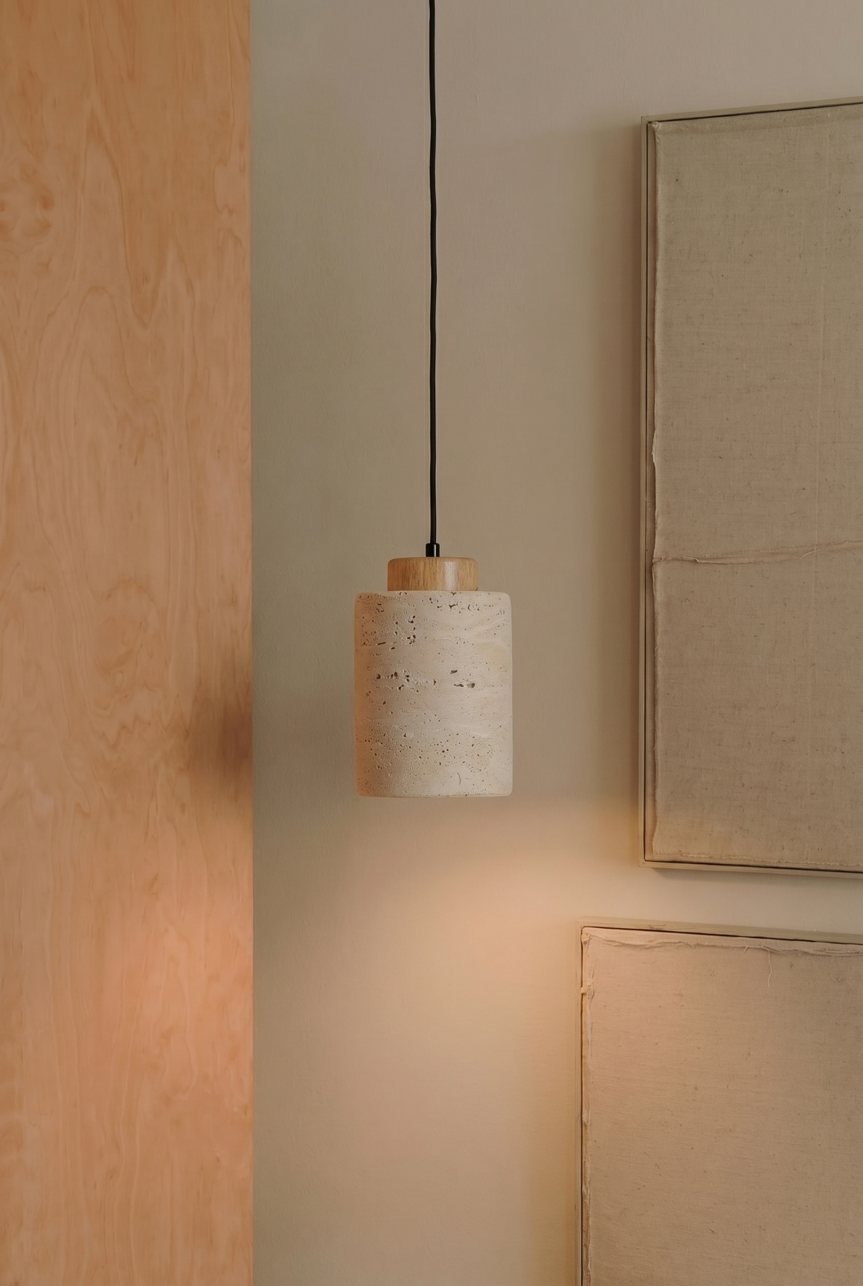 Mirella - travertijn hanglamp eiken large