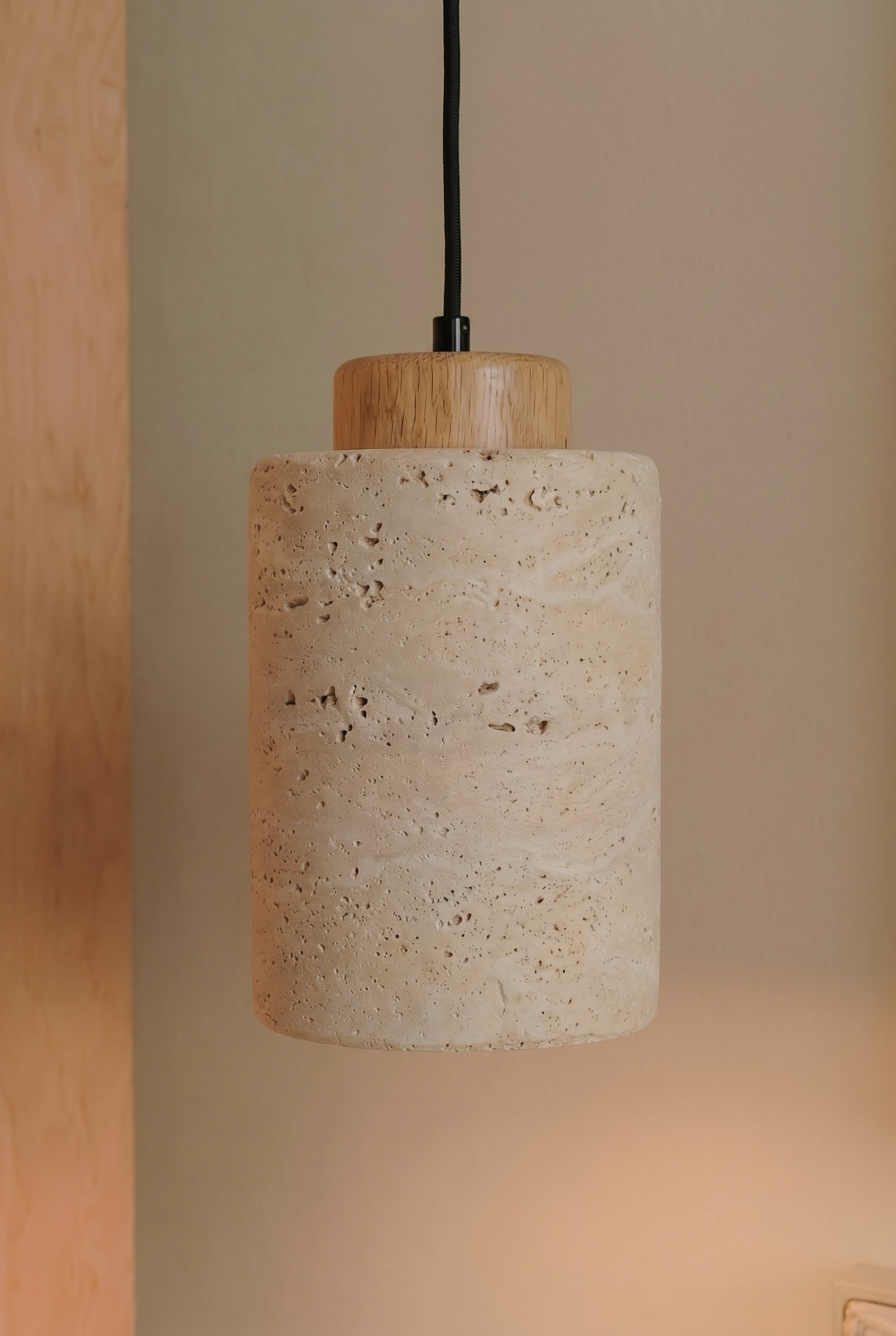 Mirella - travertijn hanglamp eiken large