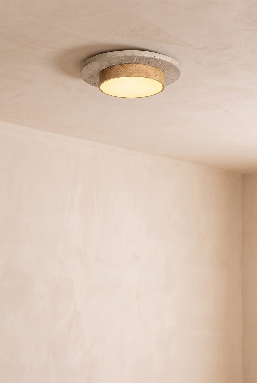 Soraia | Ronde Travertine plafondlamp Eiken