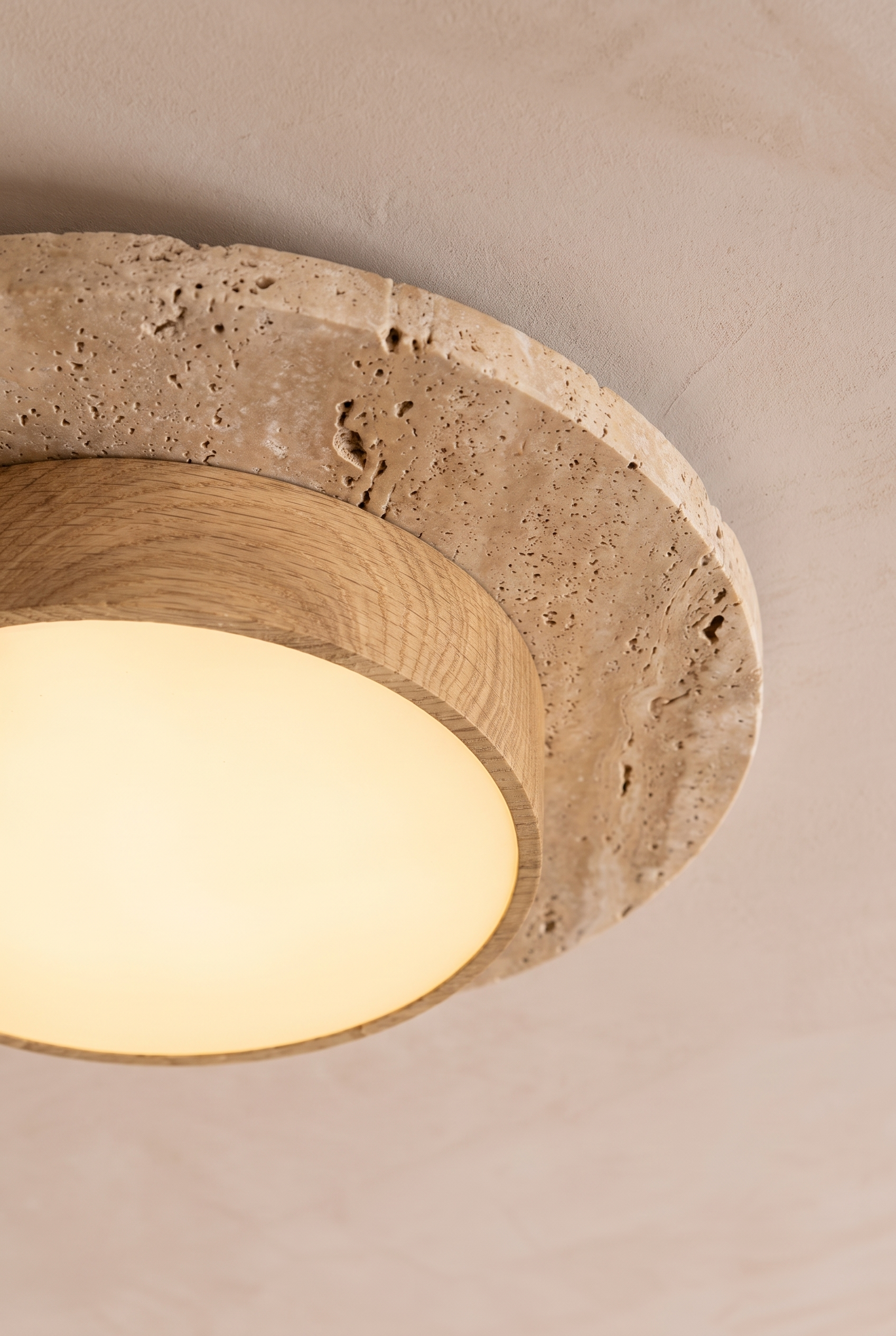 Soraia | Ronde Travertine plafondlamp Eiken