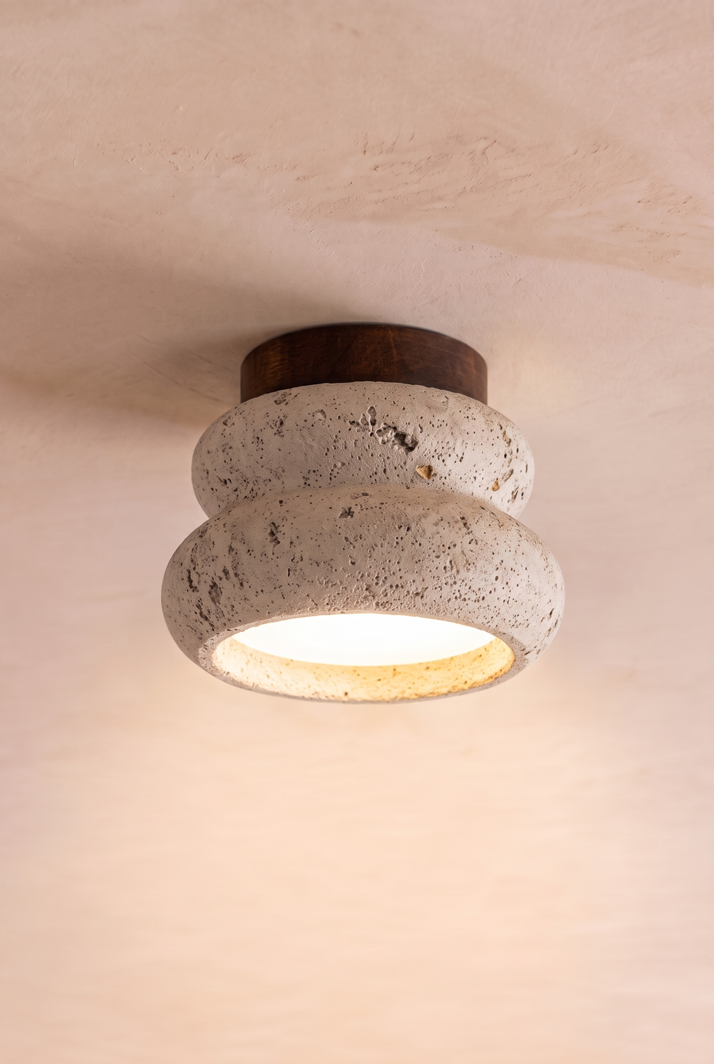Ami | Ronde Travertine plafondlamp Noten