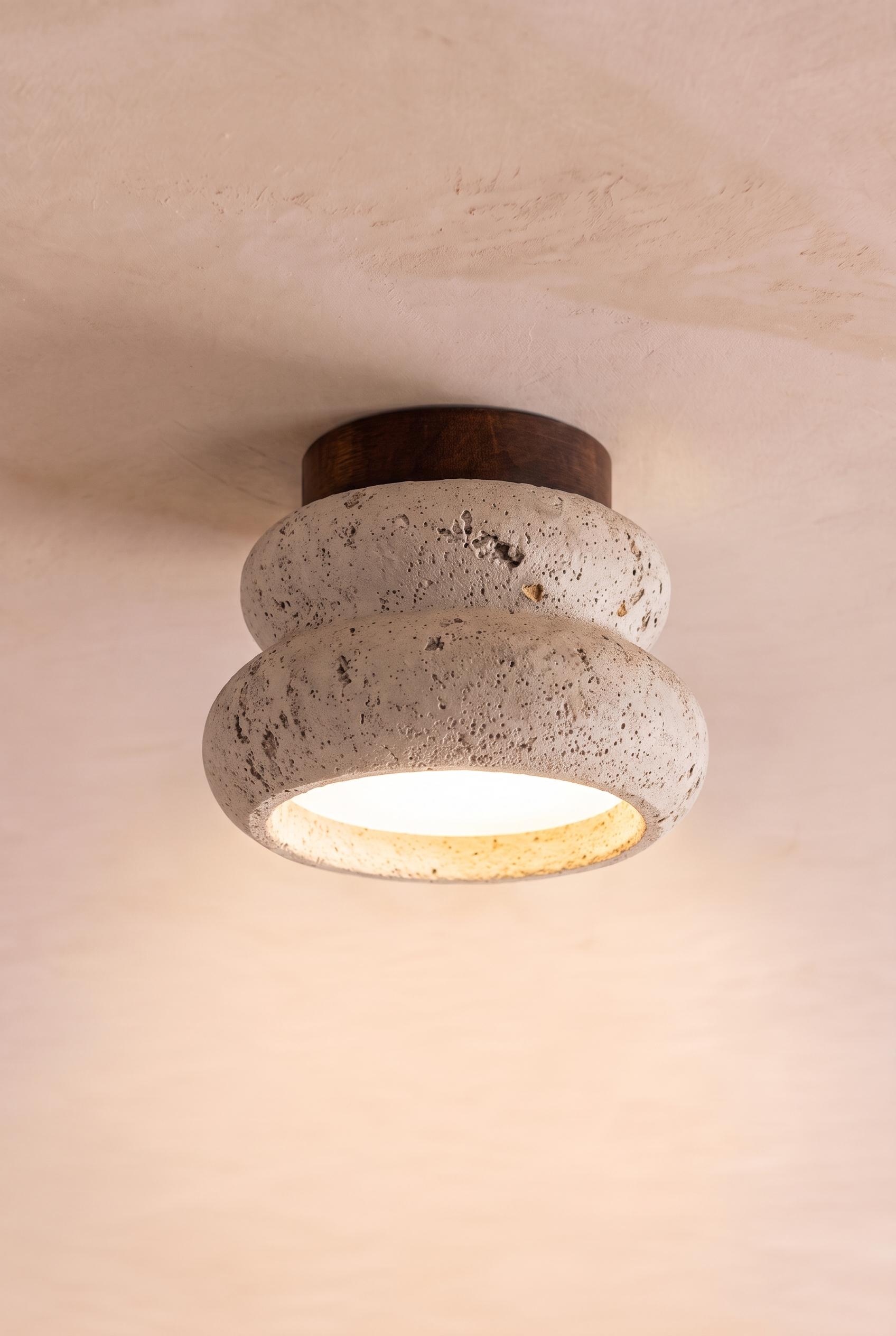 Ami | Ronde Travertine plafondlamp Noten