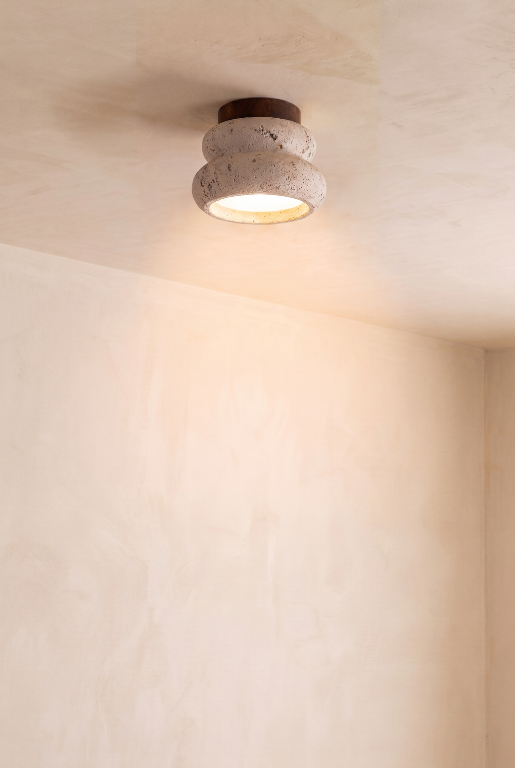 Ami | Ronde Travertine plafondlamp Noten