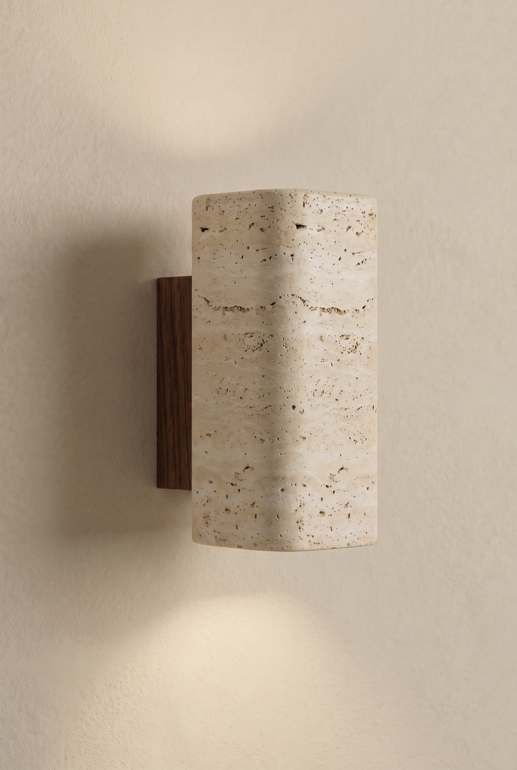 Gerini | Wandlamp Travertine en noten met ronde afwerking
