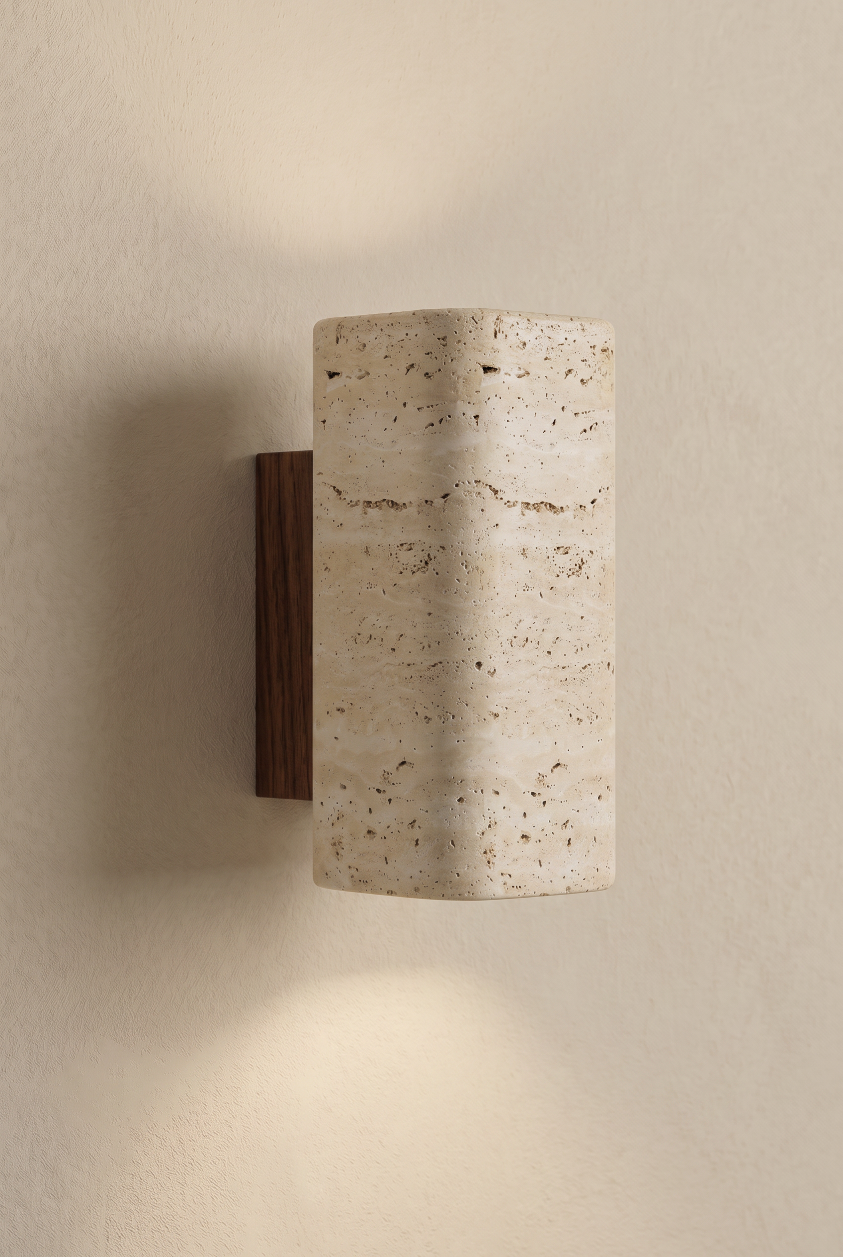 Gerini | Wandlamp Travertine en noten met ronde afwerking