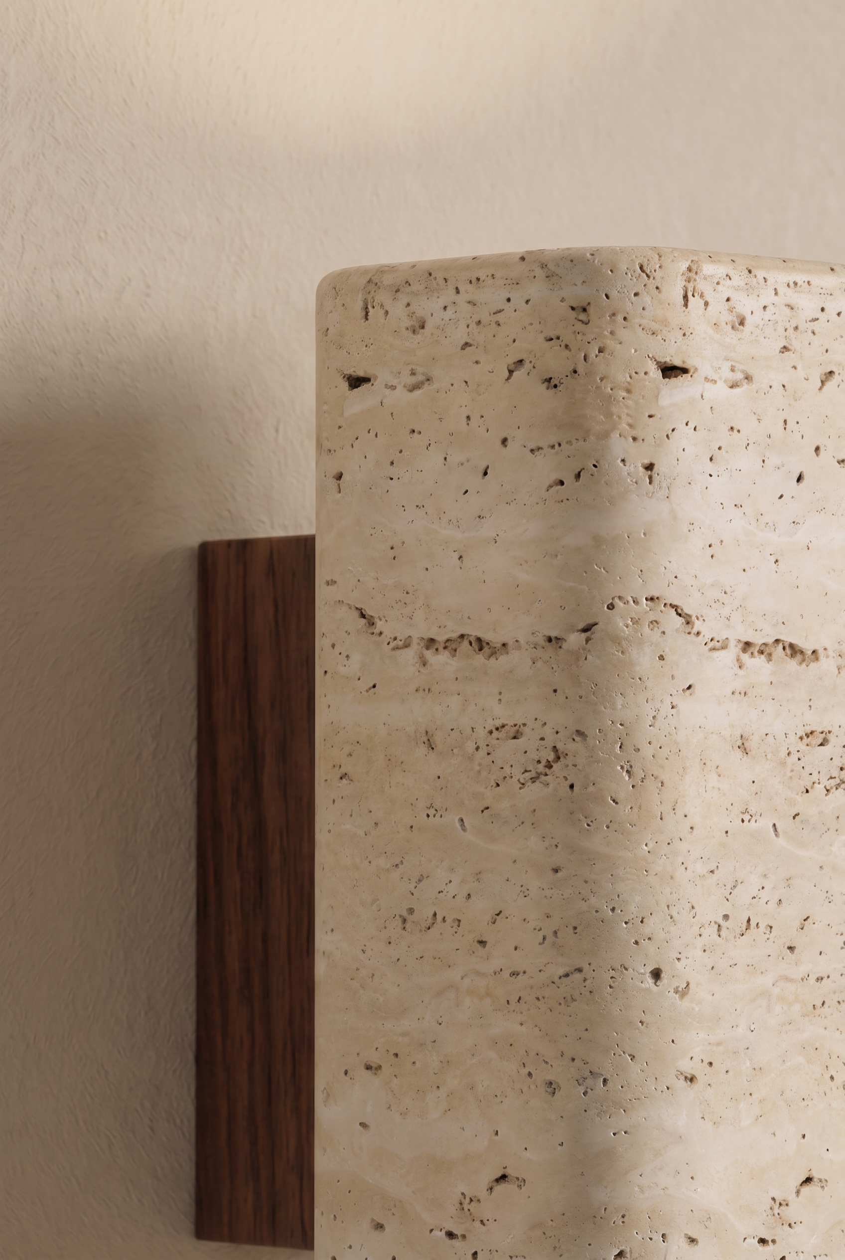 Gerini | Wandlamp Travertine en noten met ronde afwerking