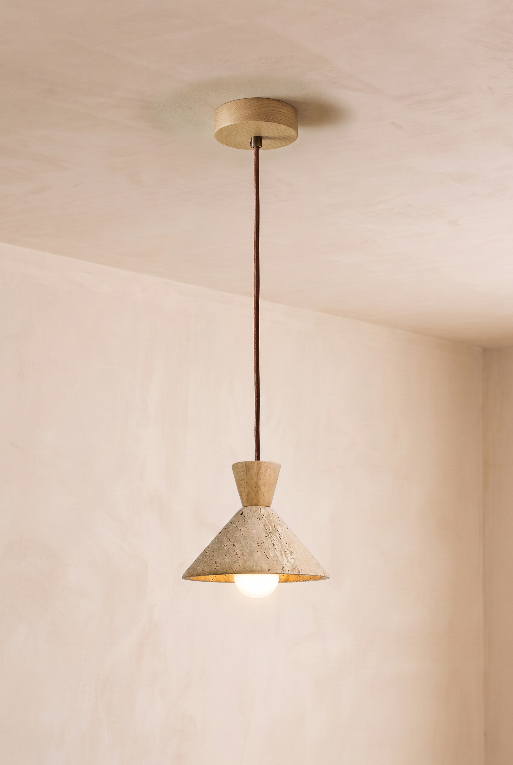 Komorebi | Hanglamp Travertine en eiken