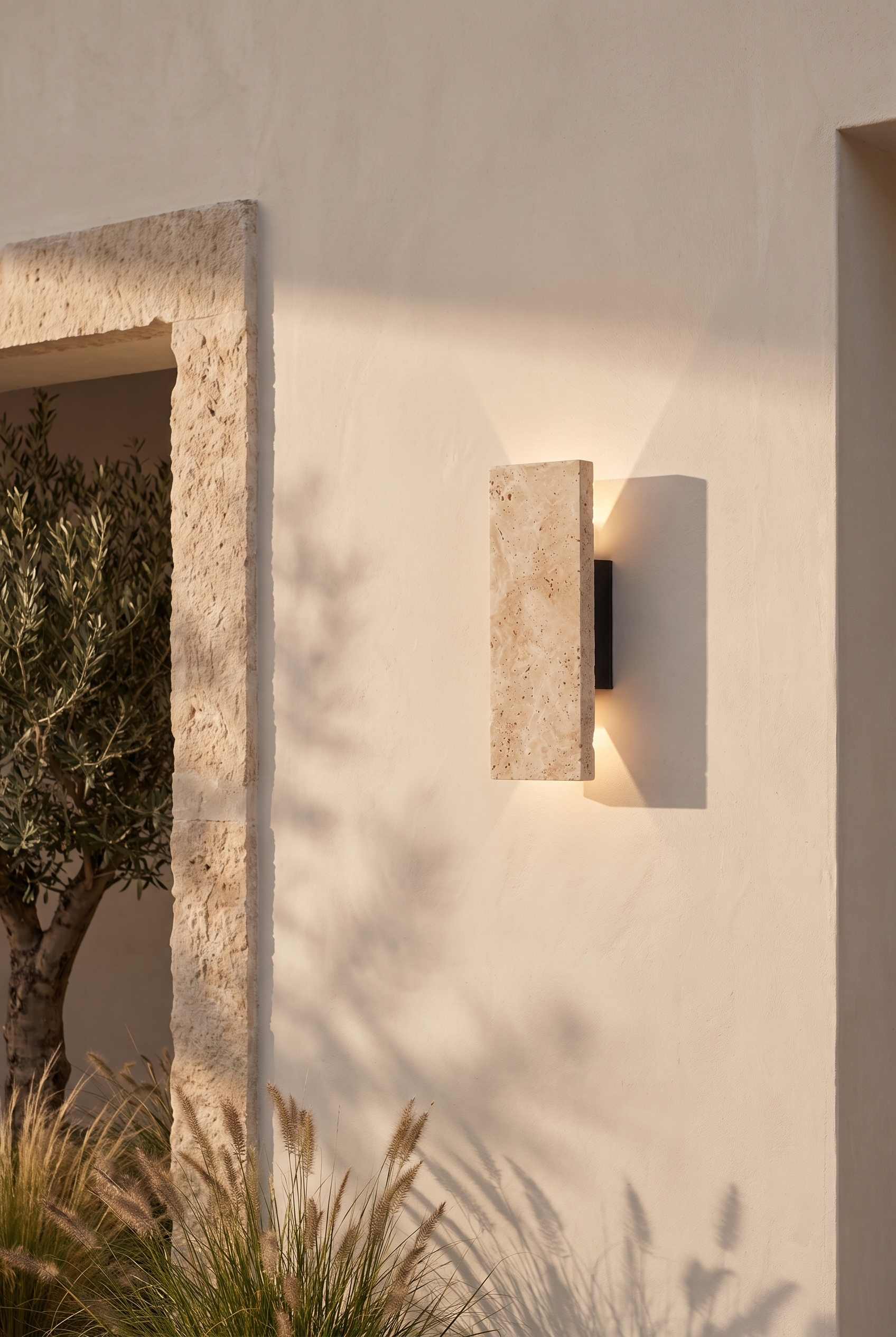 Tropez | Außenwandleuchte aus Travertin