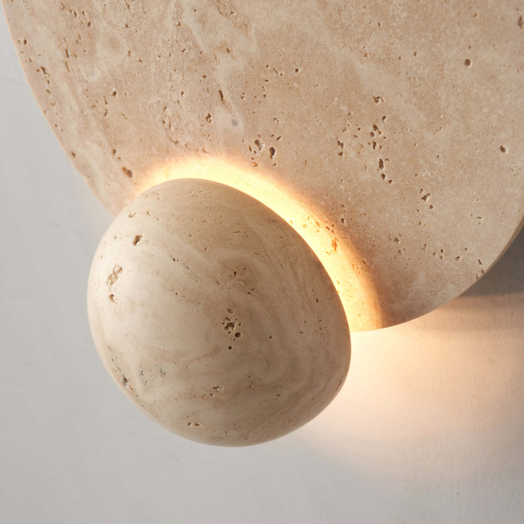 Anua | Travertine ronde wandlamp